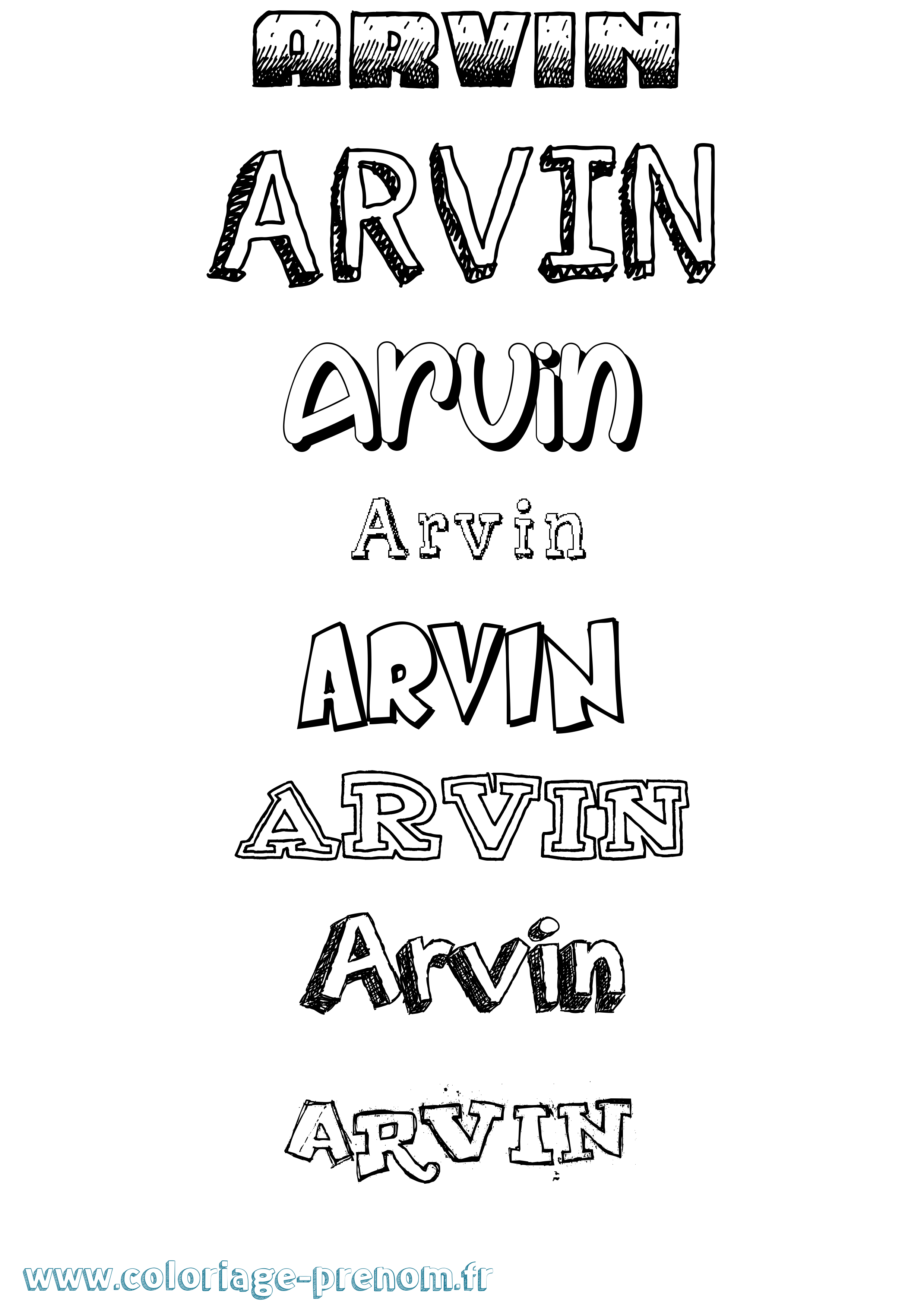 Coloriage Arvin Dessiné Coloriage prénom Arvin Dessiné
