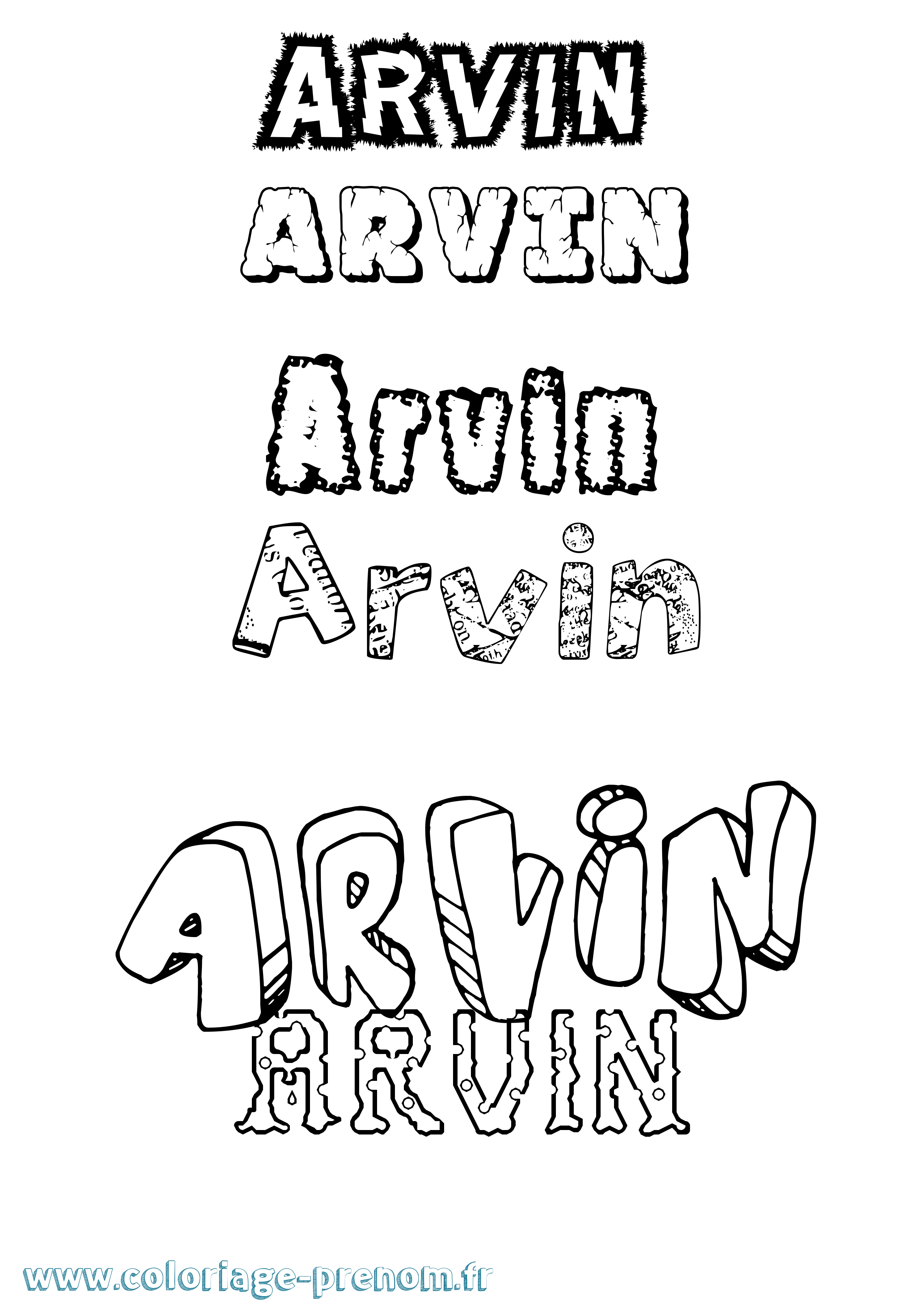 Coloriage Arvin Destructuré Coloriage prénom Arvin Destructuré