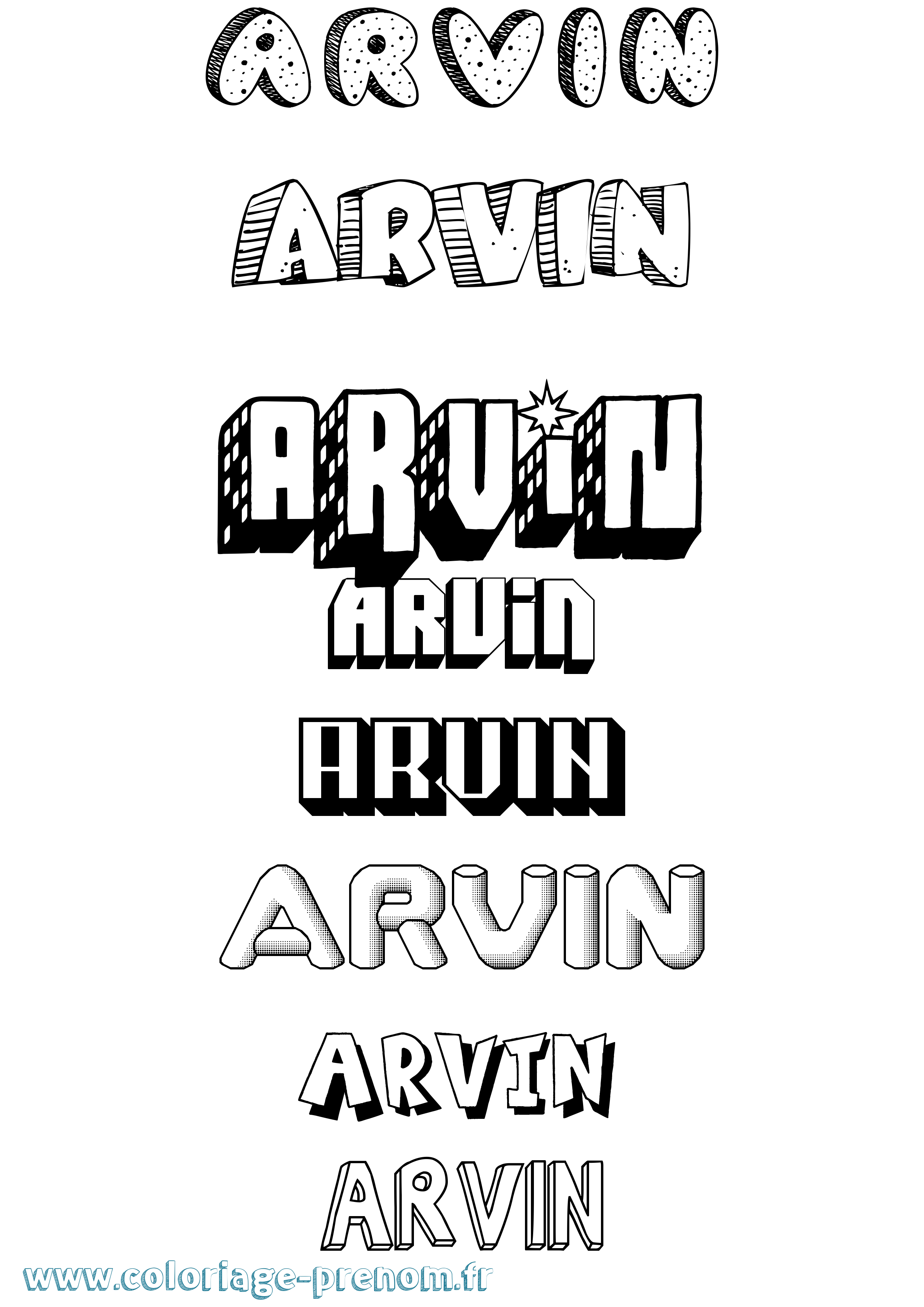 Coloriage prénom Arvin Effet 3D