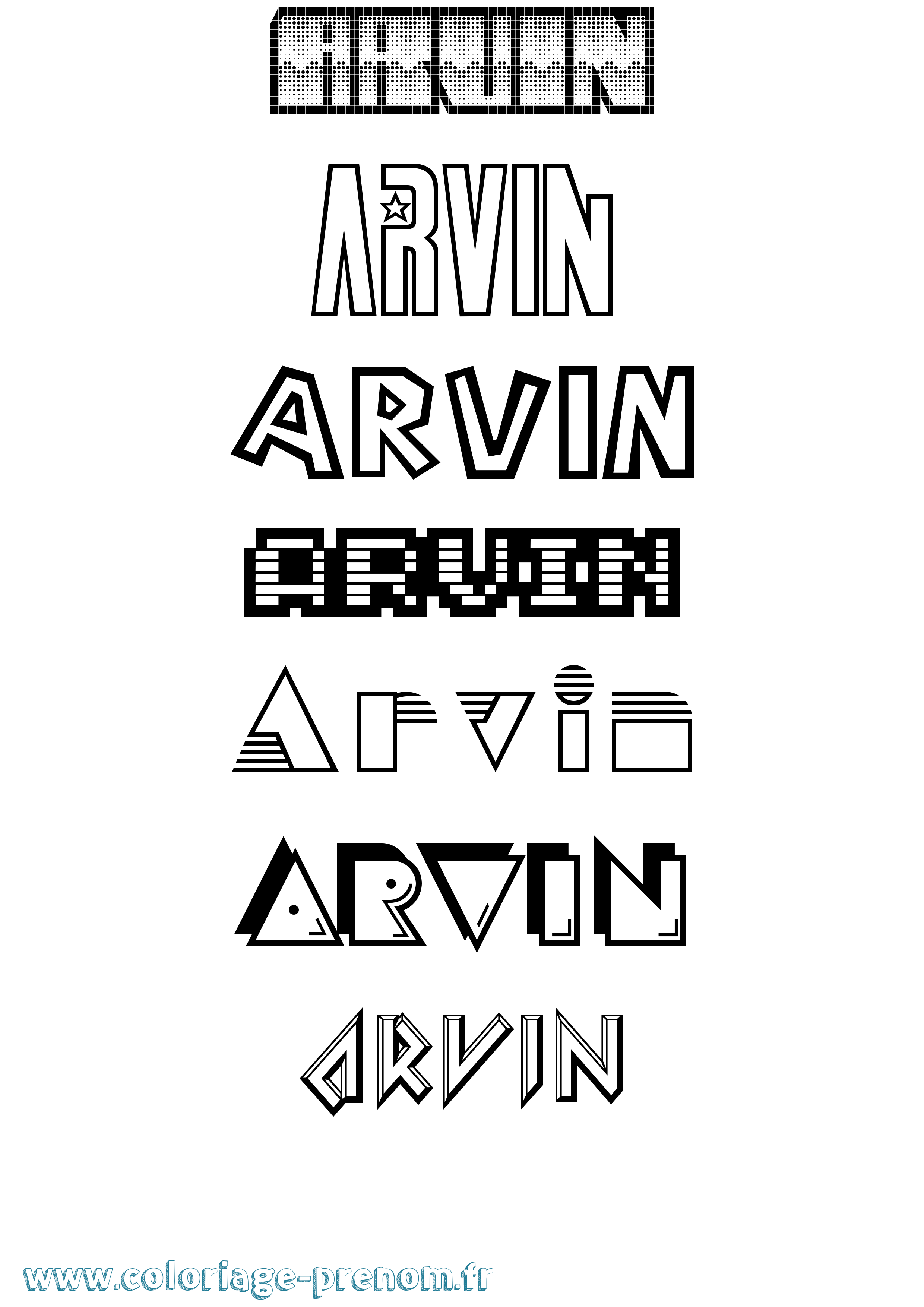 Coloriage prénom Arvin Jeux Vidéos