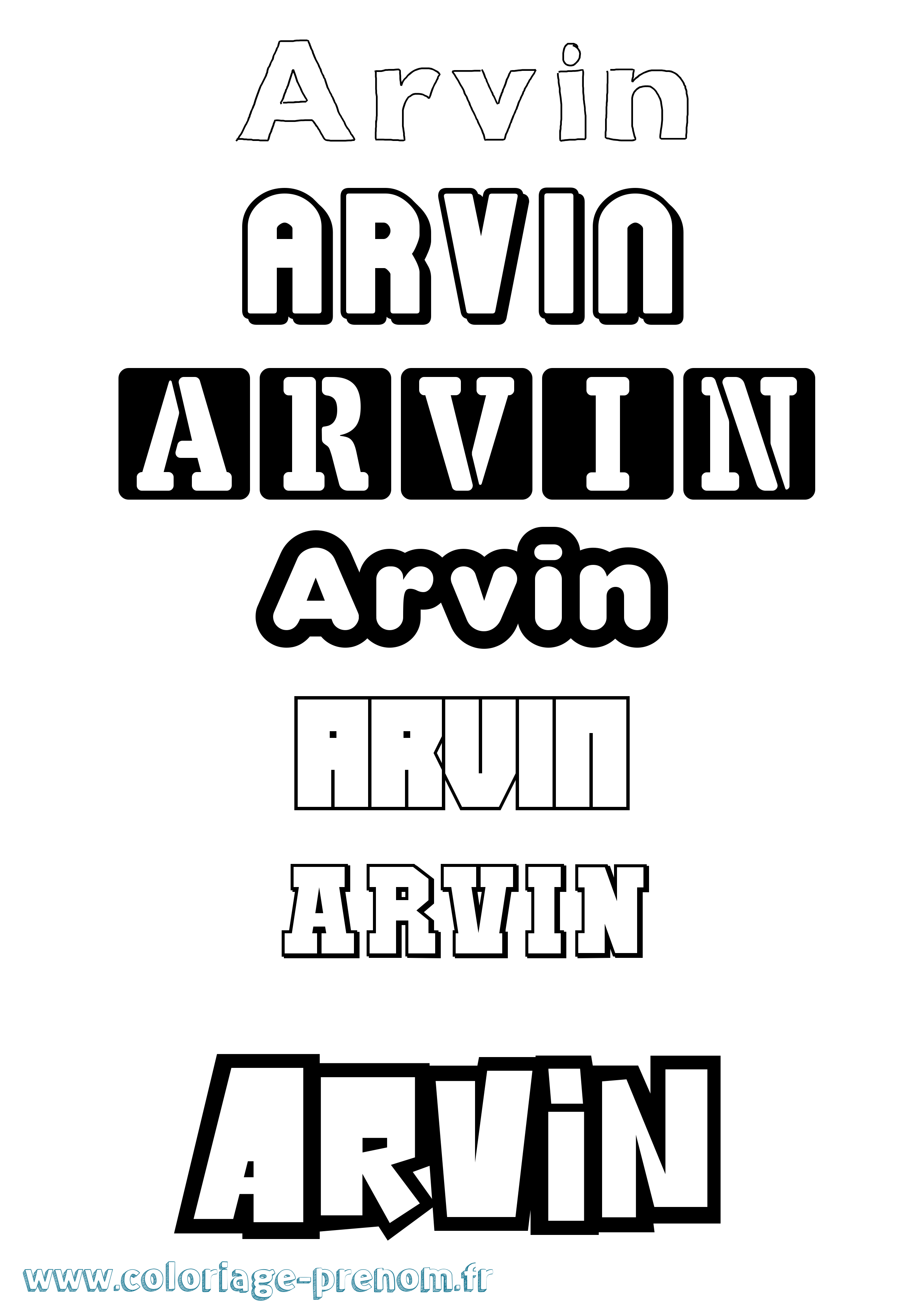 Coloriage Arvin Simple Coloriage prénom Arvin Simple