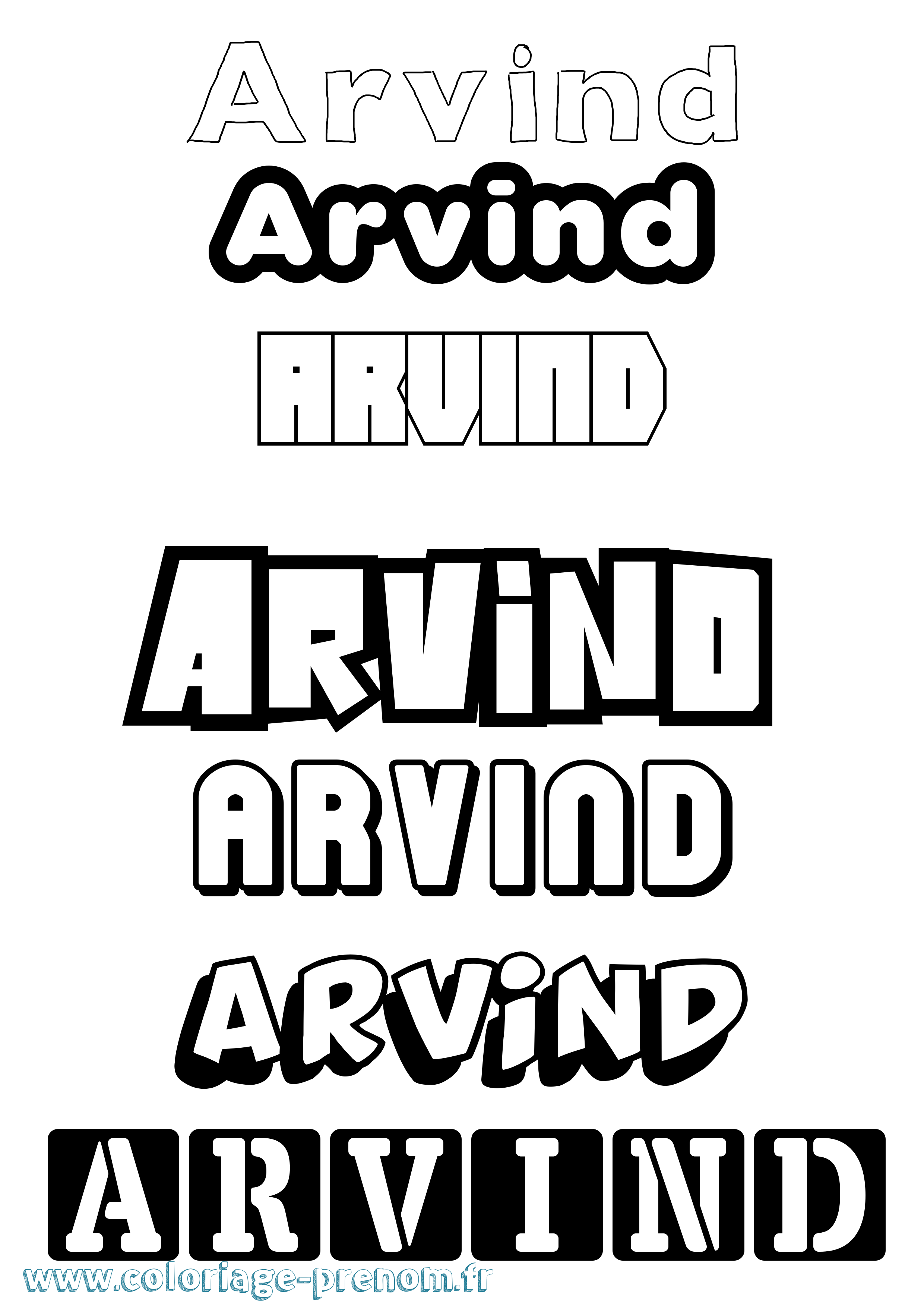 Coloriage prénom Arvind Simple