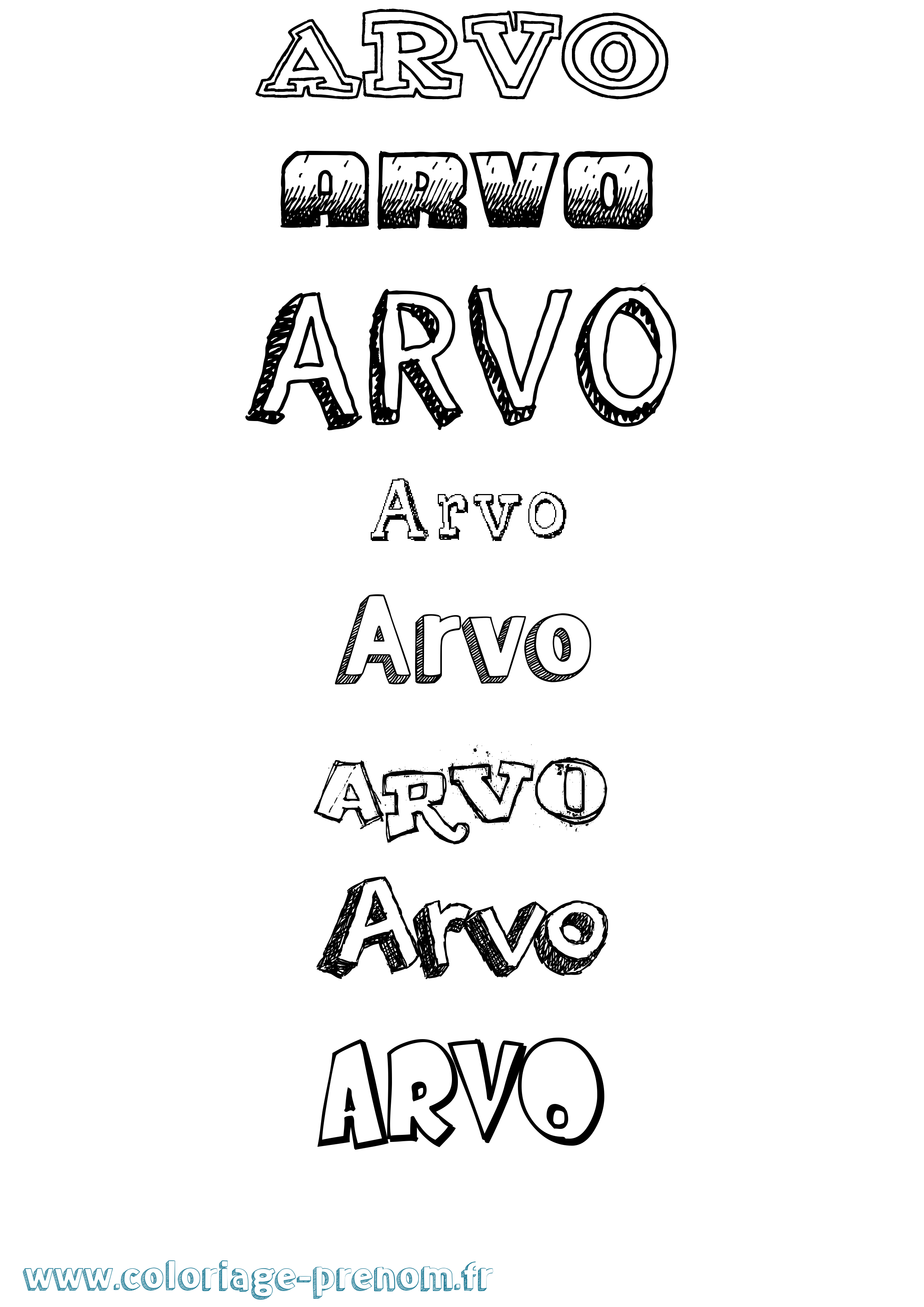 Coloriage prénom Arvo Dessiné