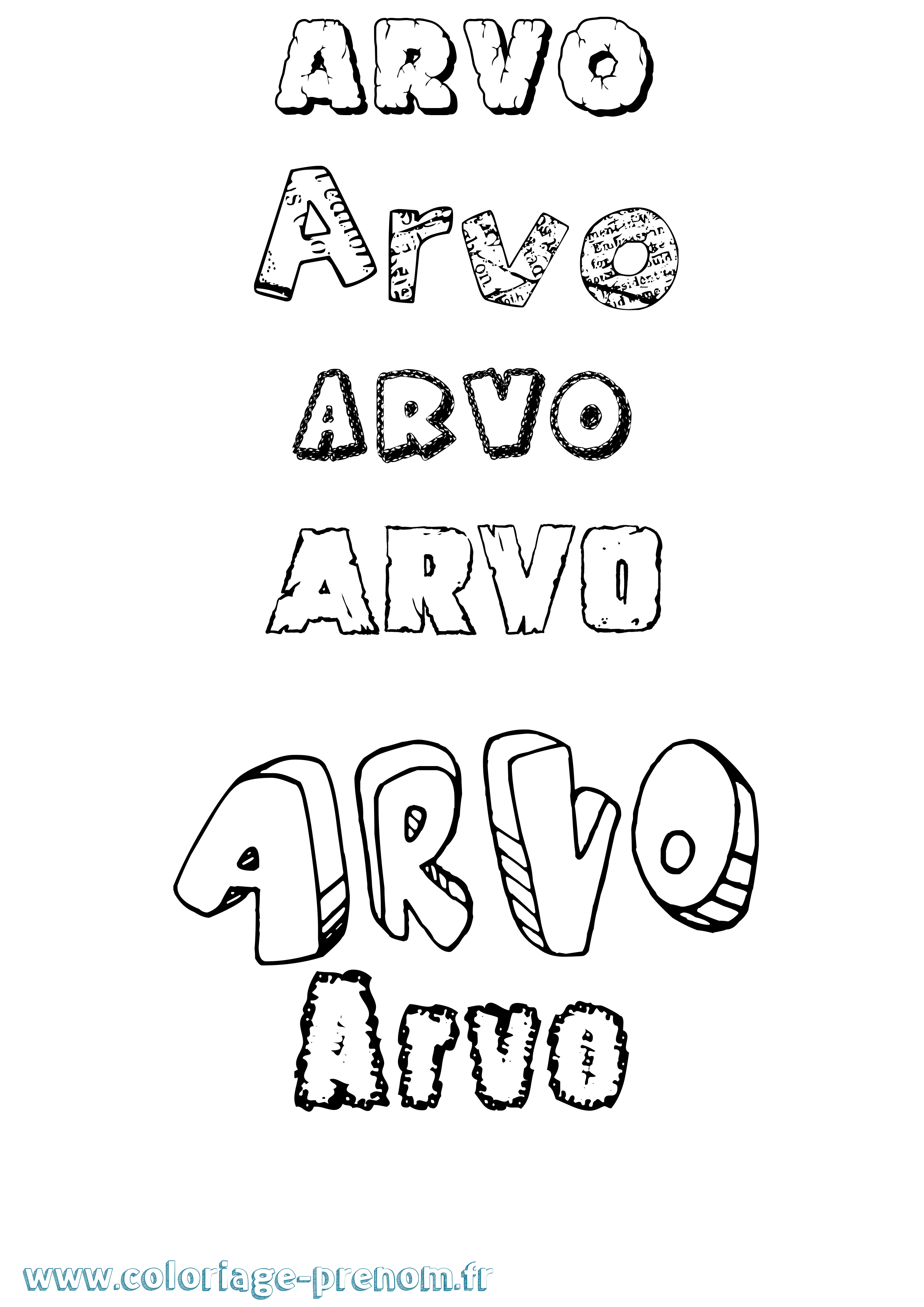 Coloriage prénom Arvo Destructuré