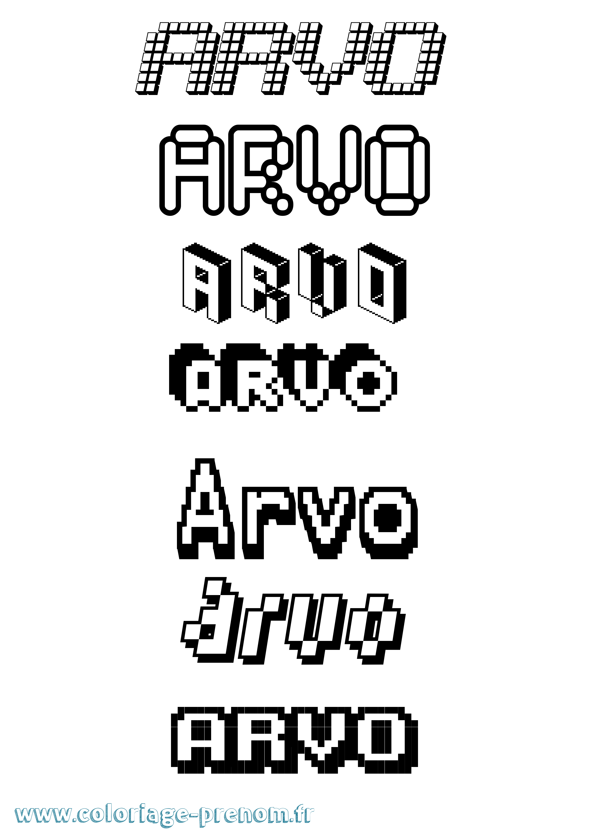 Coloriage prénom Arvo Pixel