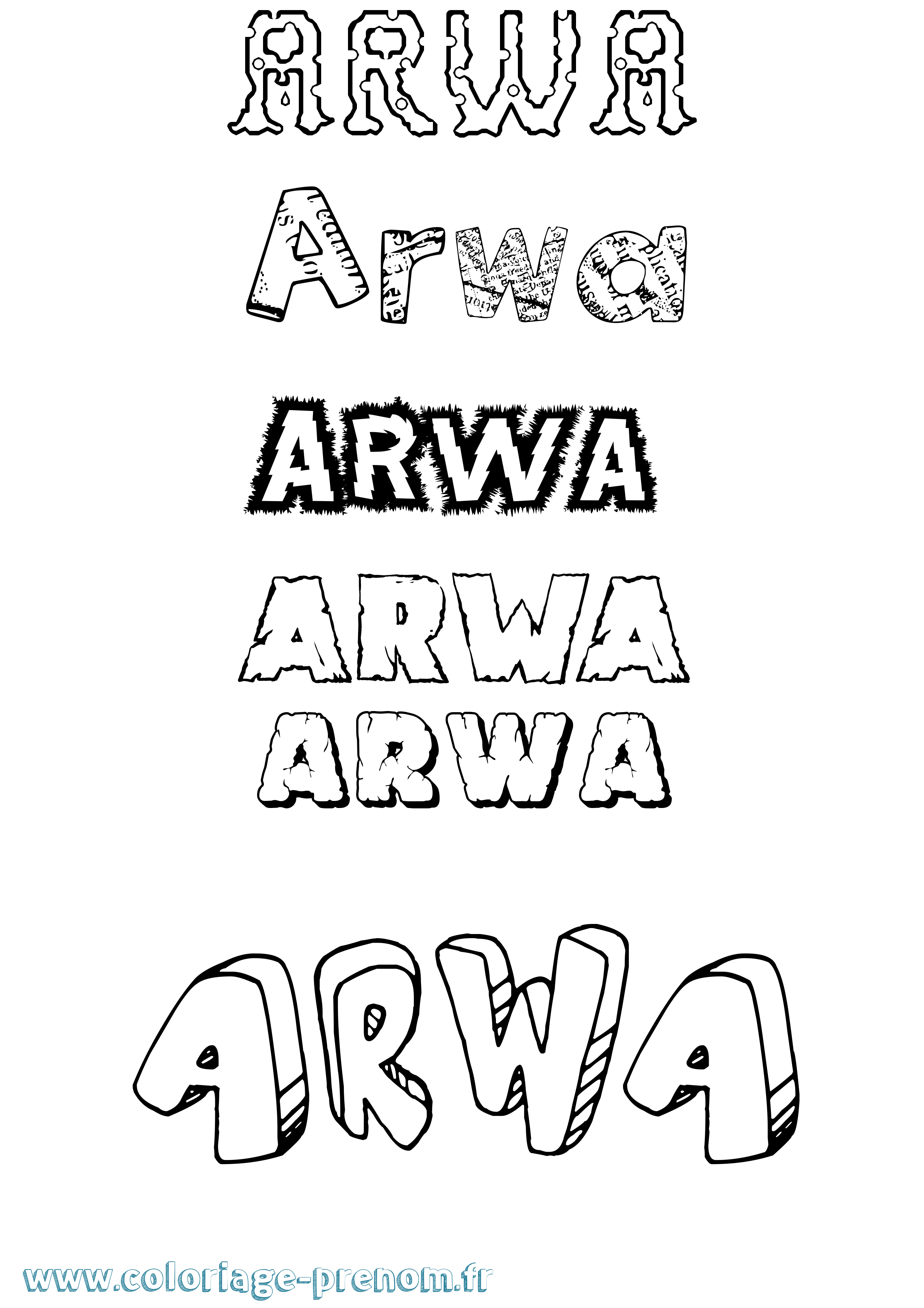 Coloriage prénom Arwa