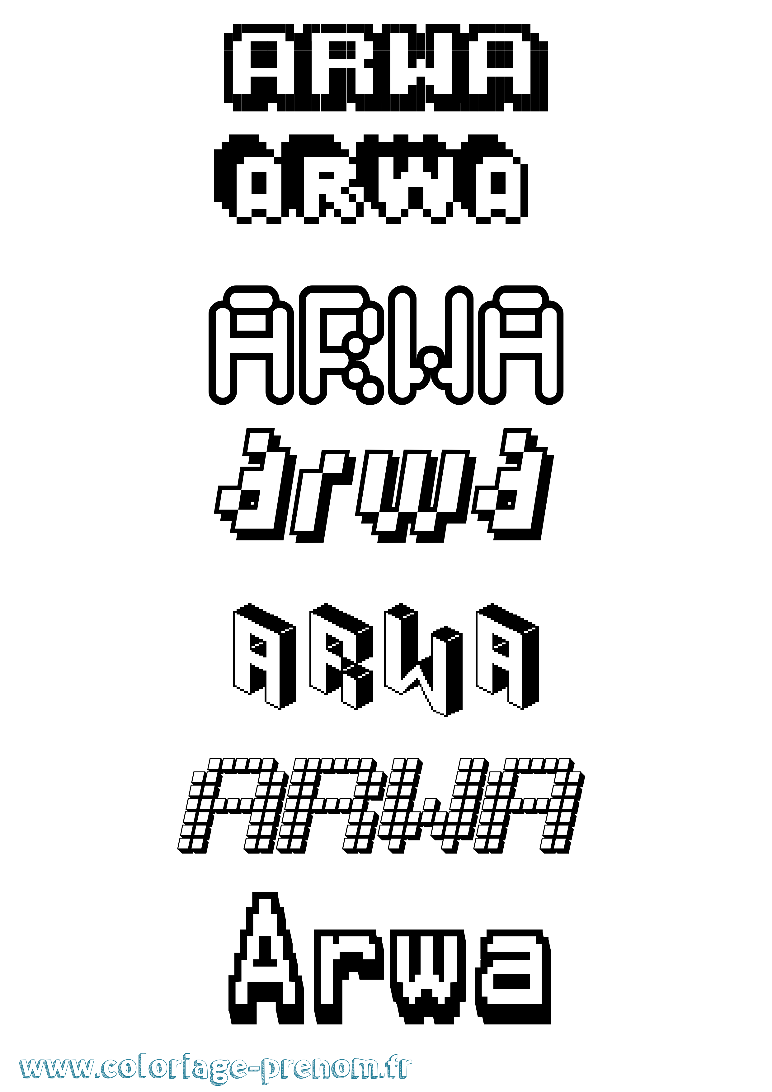 Coloriage prénom Arwa