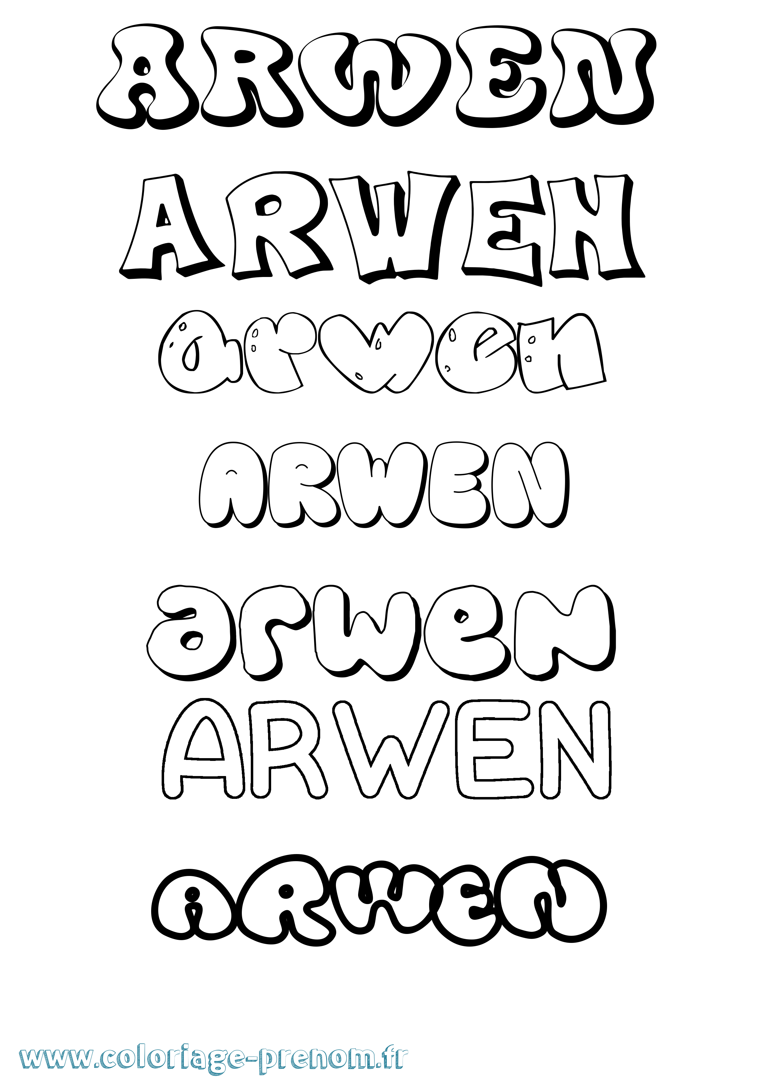 Coloriage prénom Arwen