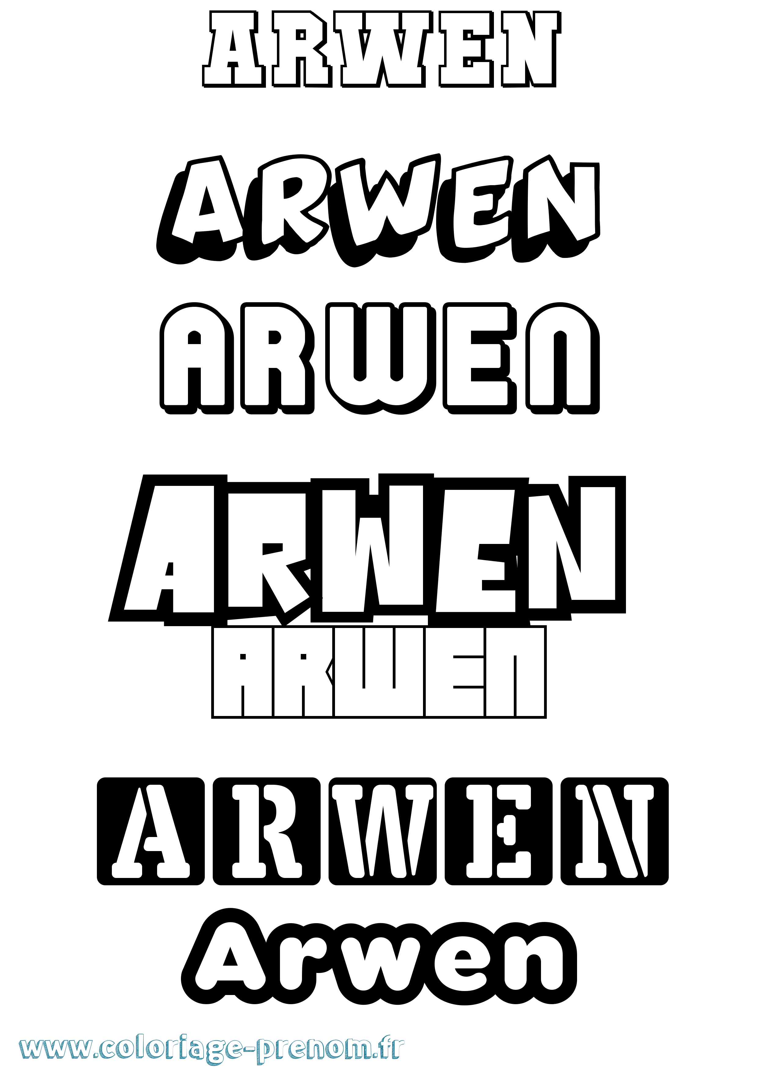 Coloriage prénom Arwen