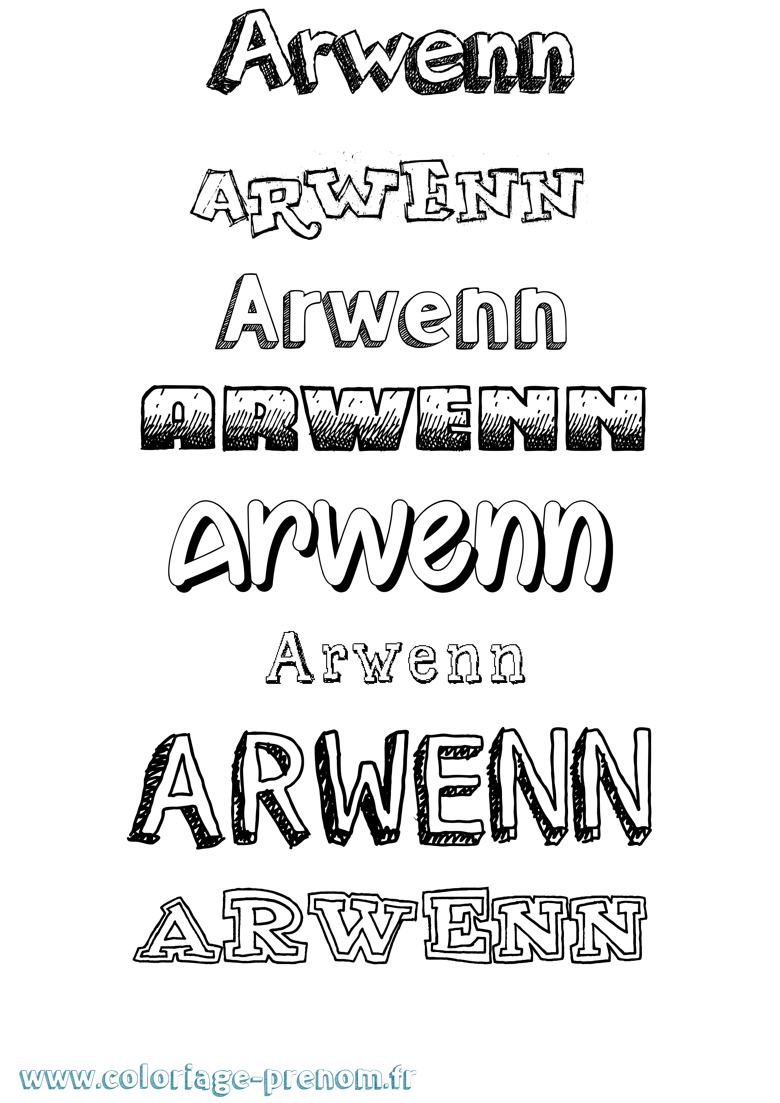 Coloriage prénom Arwenn Dessiné