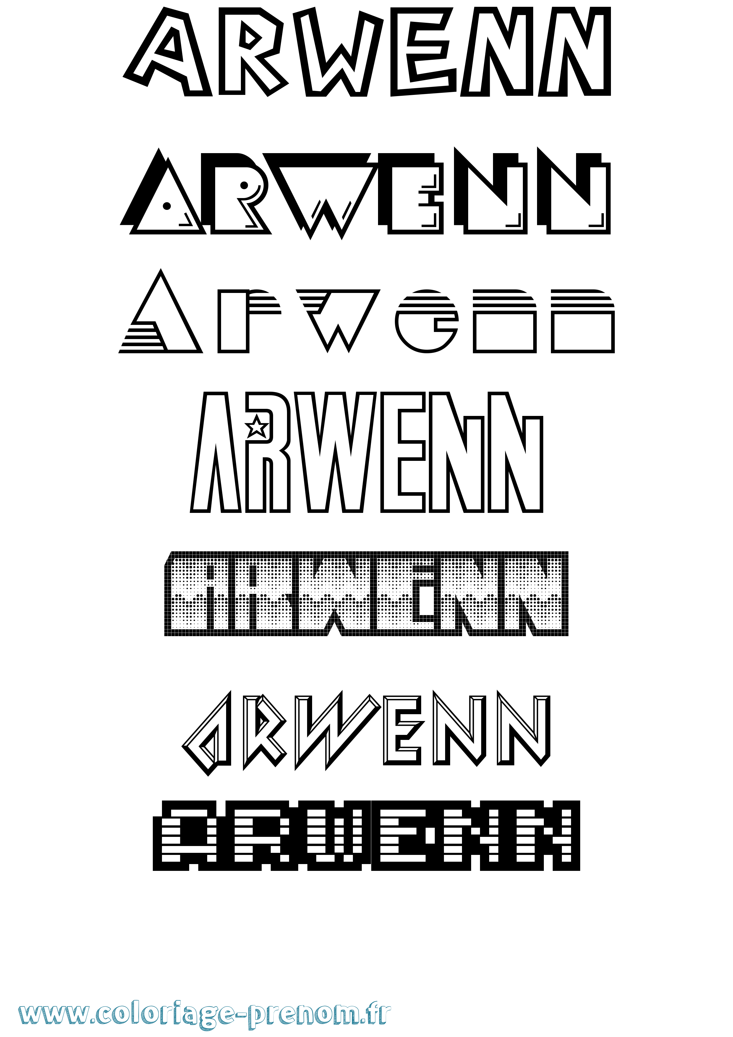 Coloriage prénom Arwenn Jeux Vidéos
