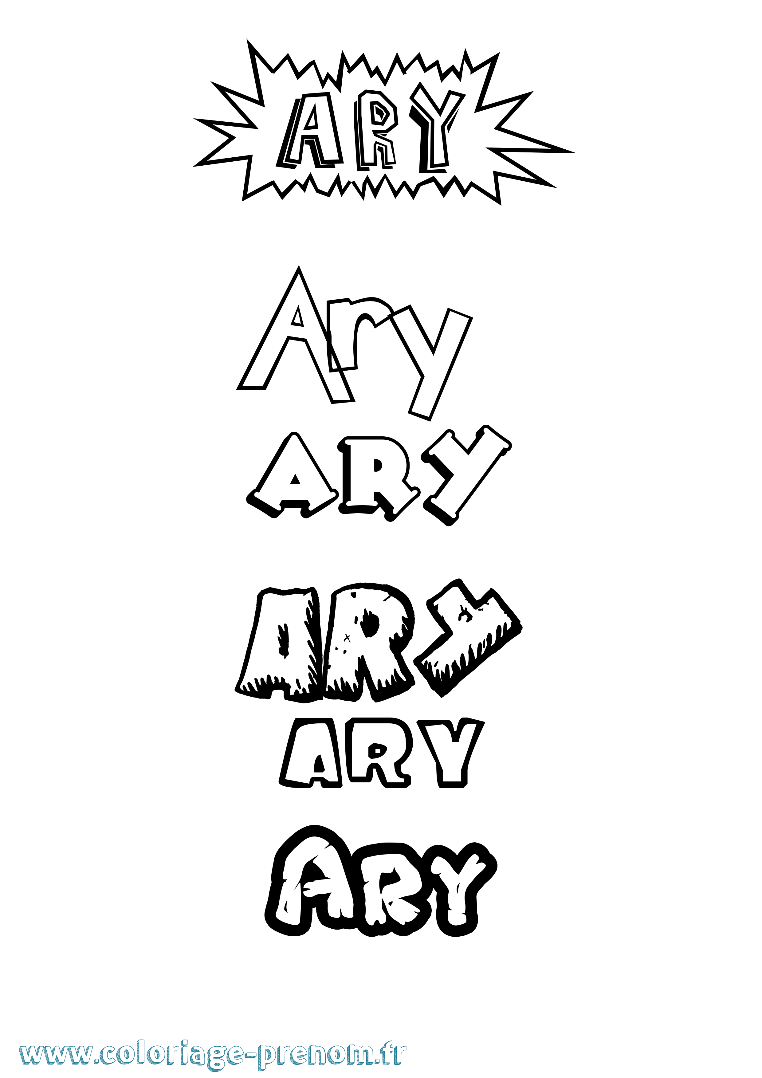 Coloriage Ary Dessin Animé Coloriage prénom Ary Dessin Animé