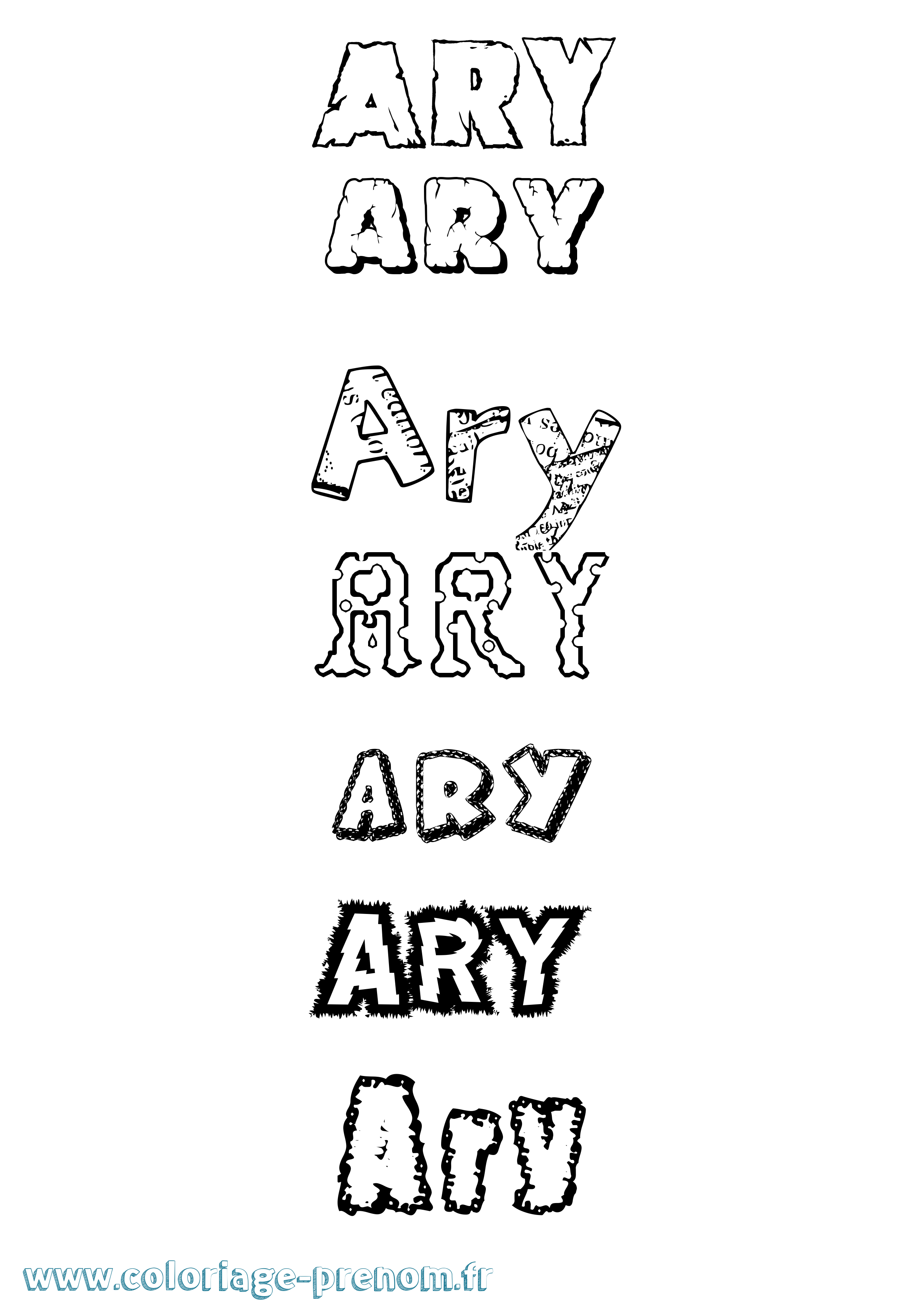 Coloriage Ary Destructuré Coloriage prénom Ary Destructuré