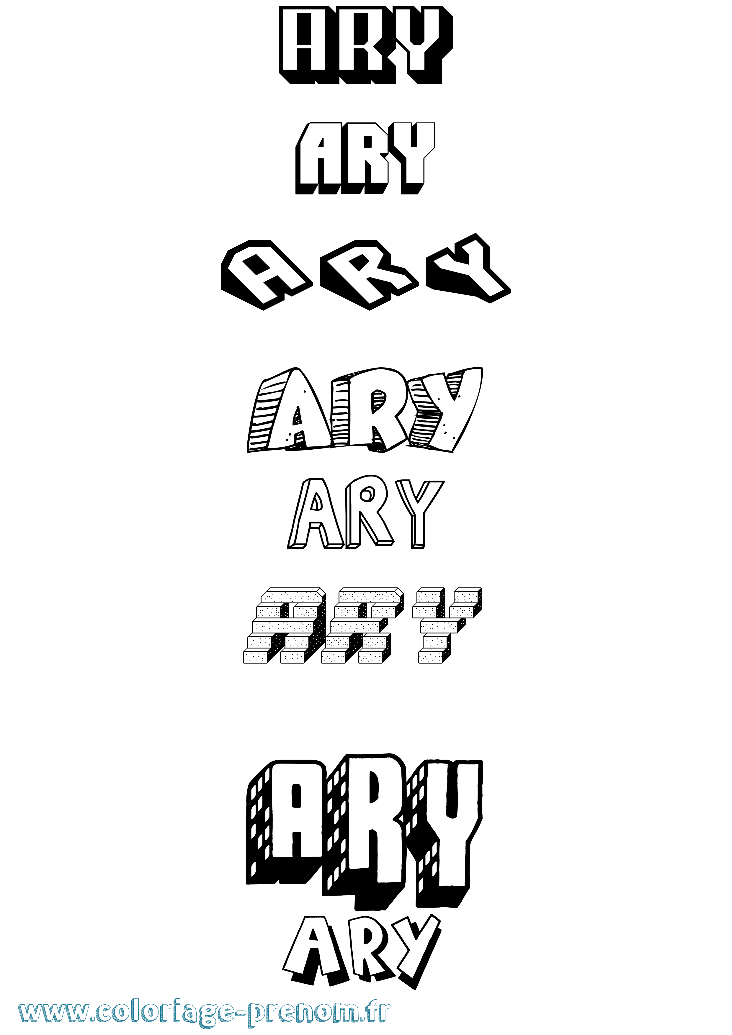 Coloriage Ary Effet 3D Coloriage prénom Ary Effet 3D