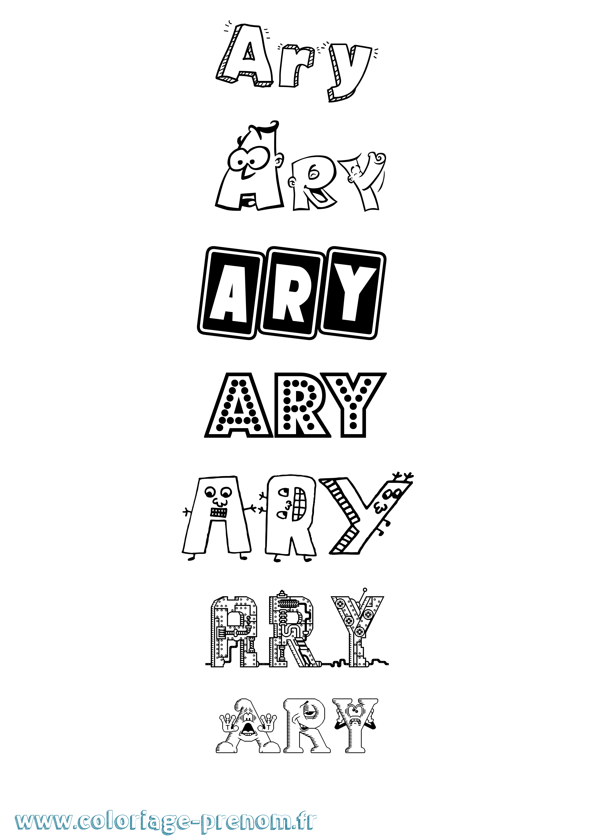 Coloriage prénom Ary Fun