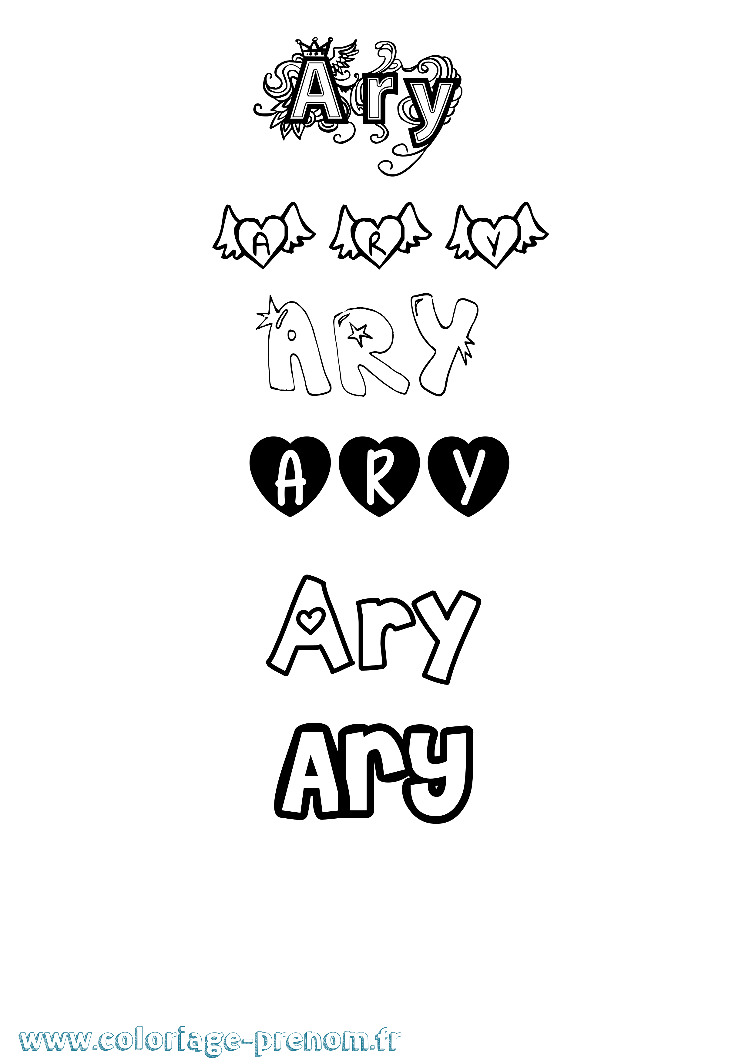 Coloriage Ary Girly Coloriage prénom Ary Girly