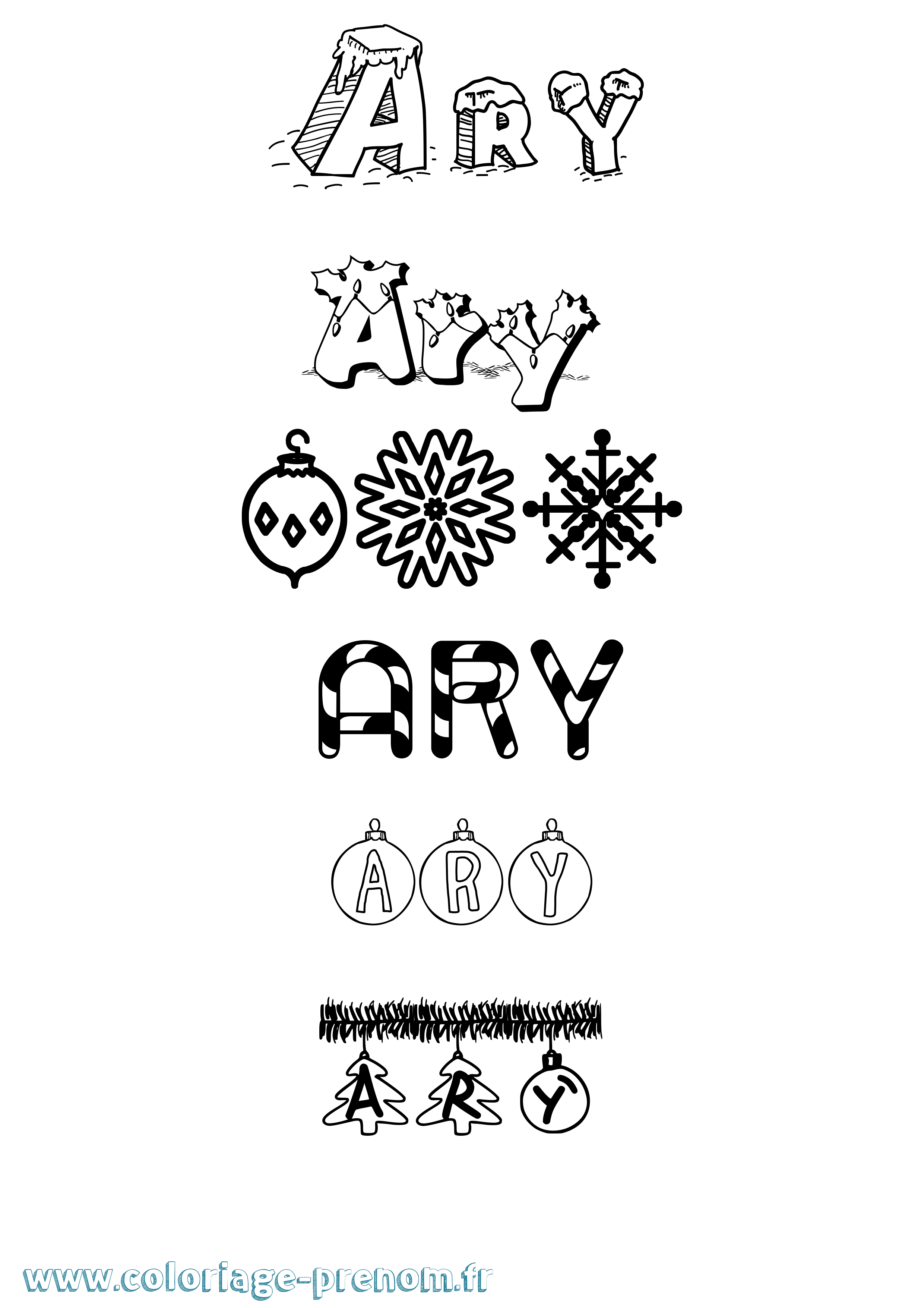 Coloriage prénom Ary Noël