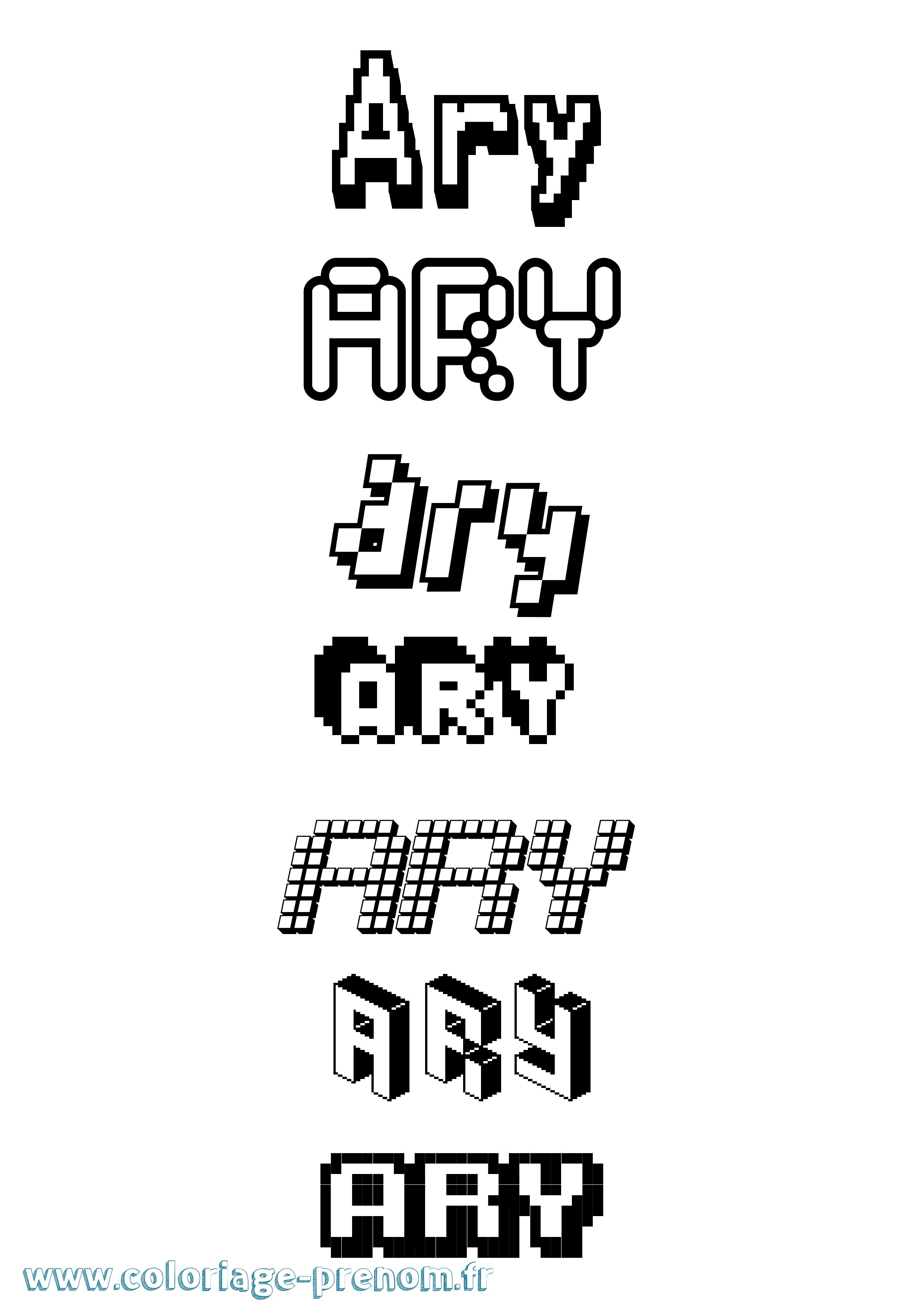 Coloriage prénom Ary Pixel