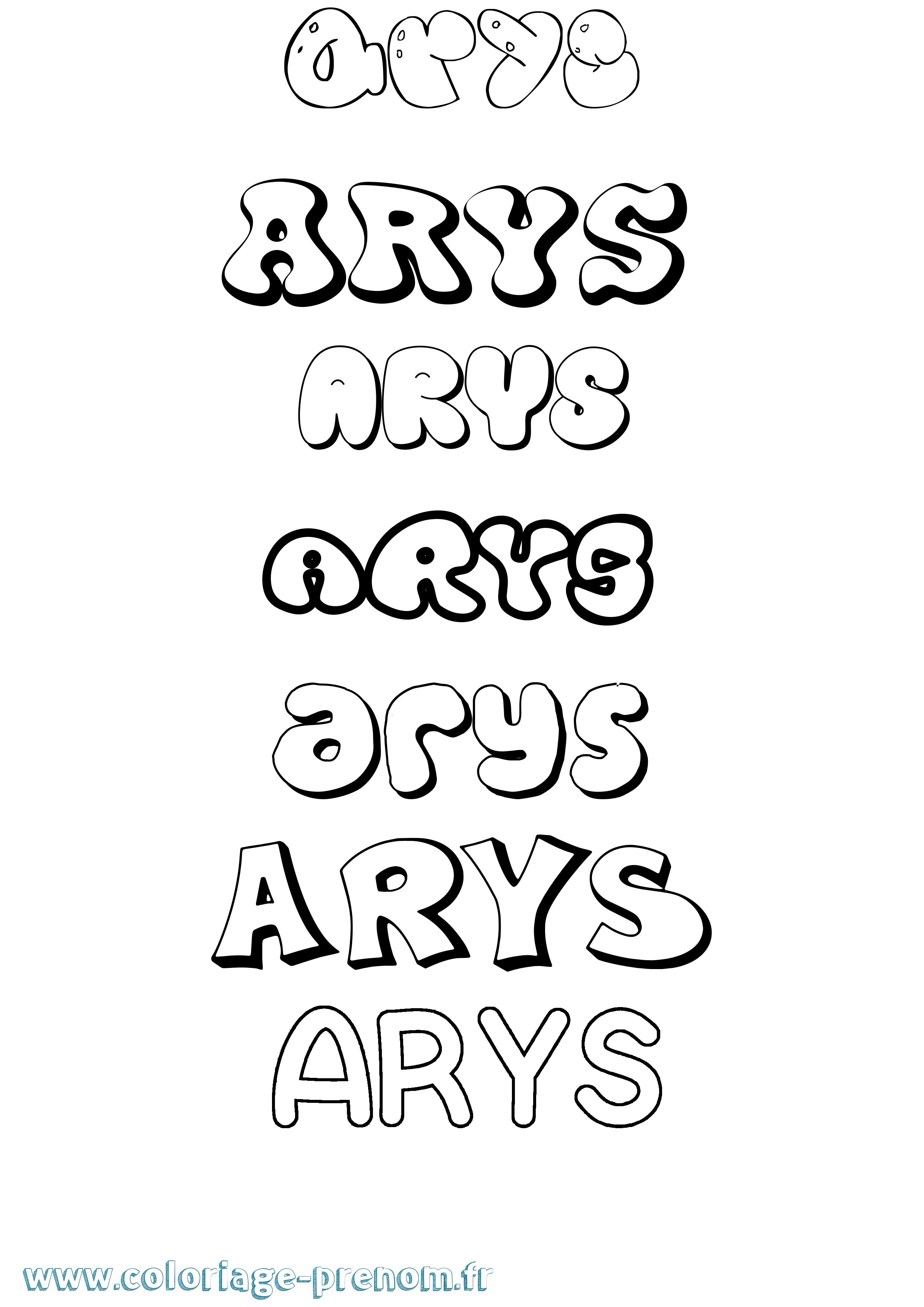Coloriage prénom Arys Bubble
