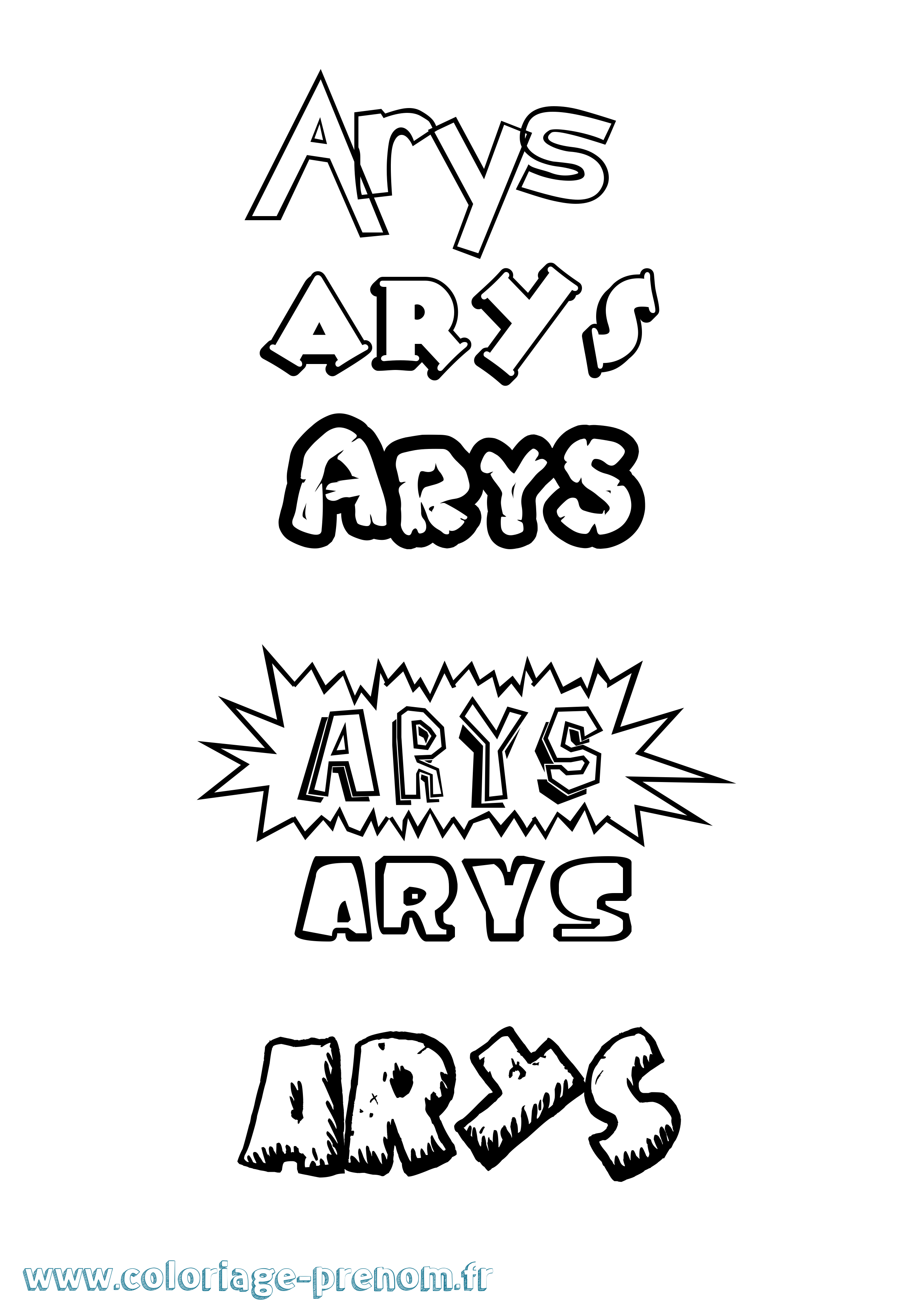 Coloriage prénom Arys Dessin Animé