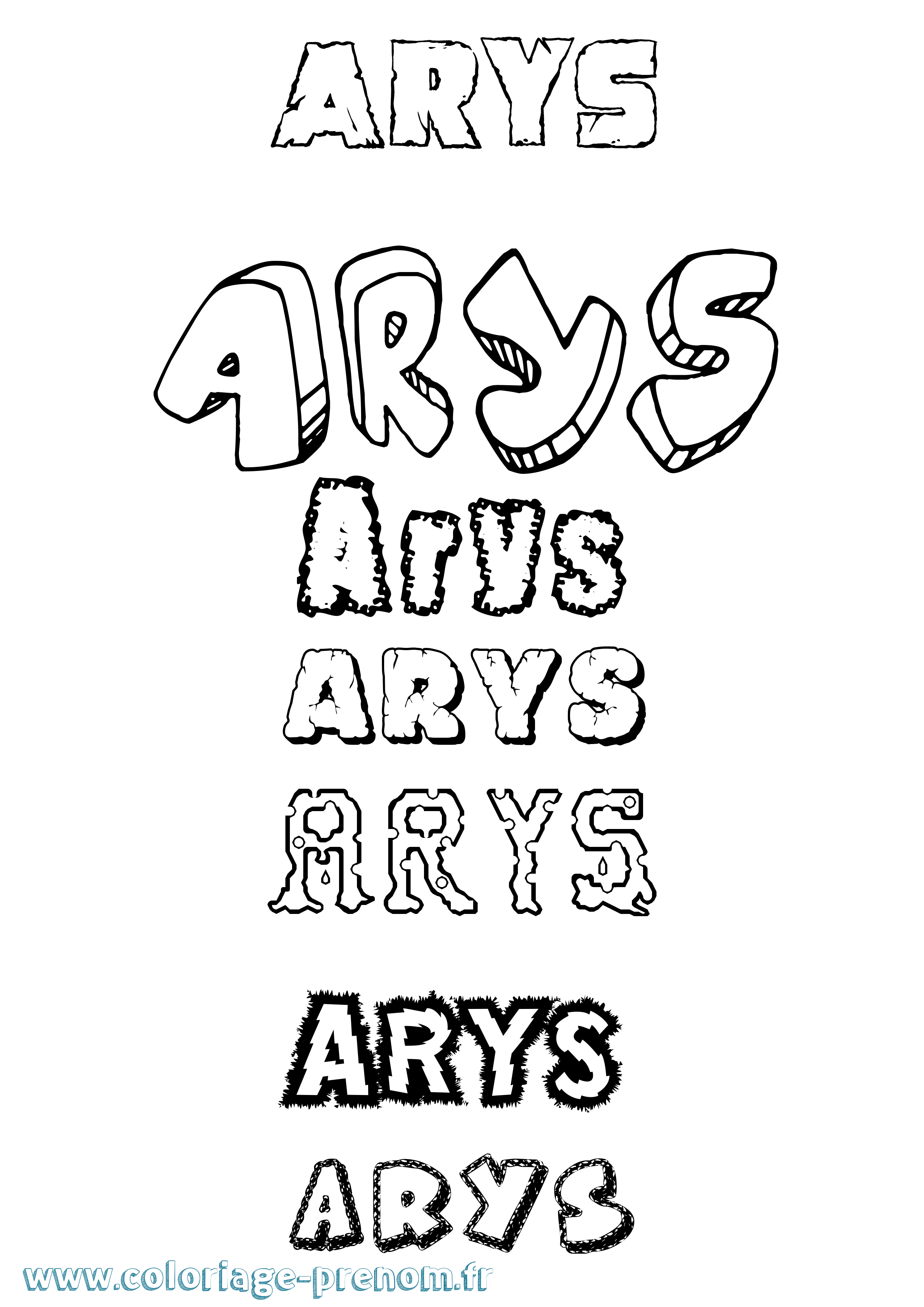 Coloriage prénom Arys Destructuré