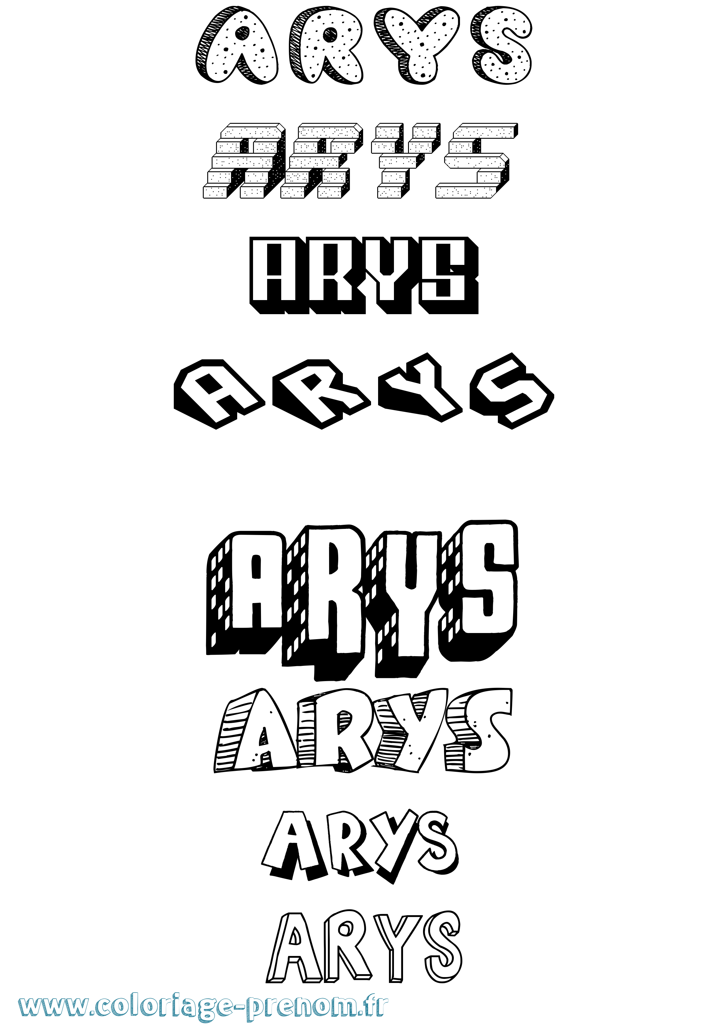 Coloriage Arys Effet 3D Coloriage prénom Arys Effet 3D