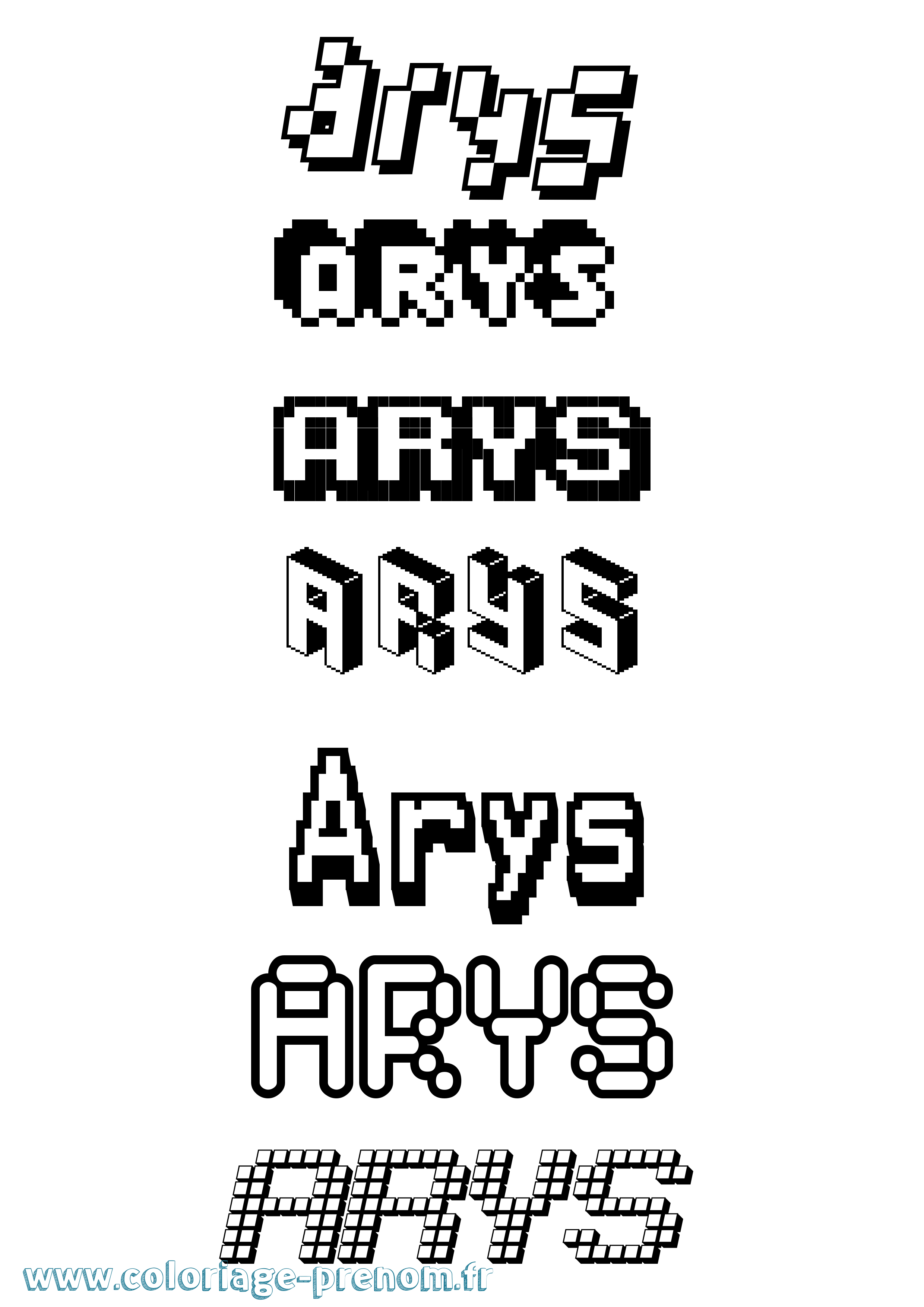 Coloriage prénom Arys Pixel