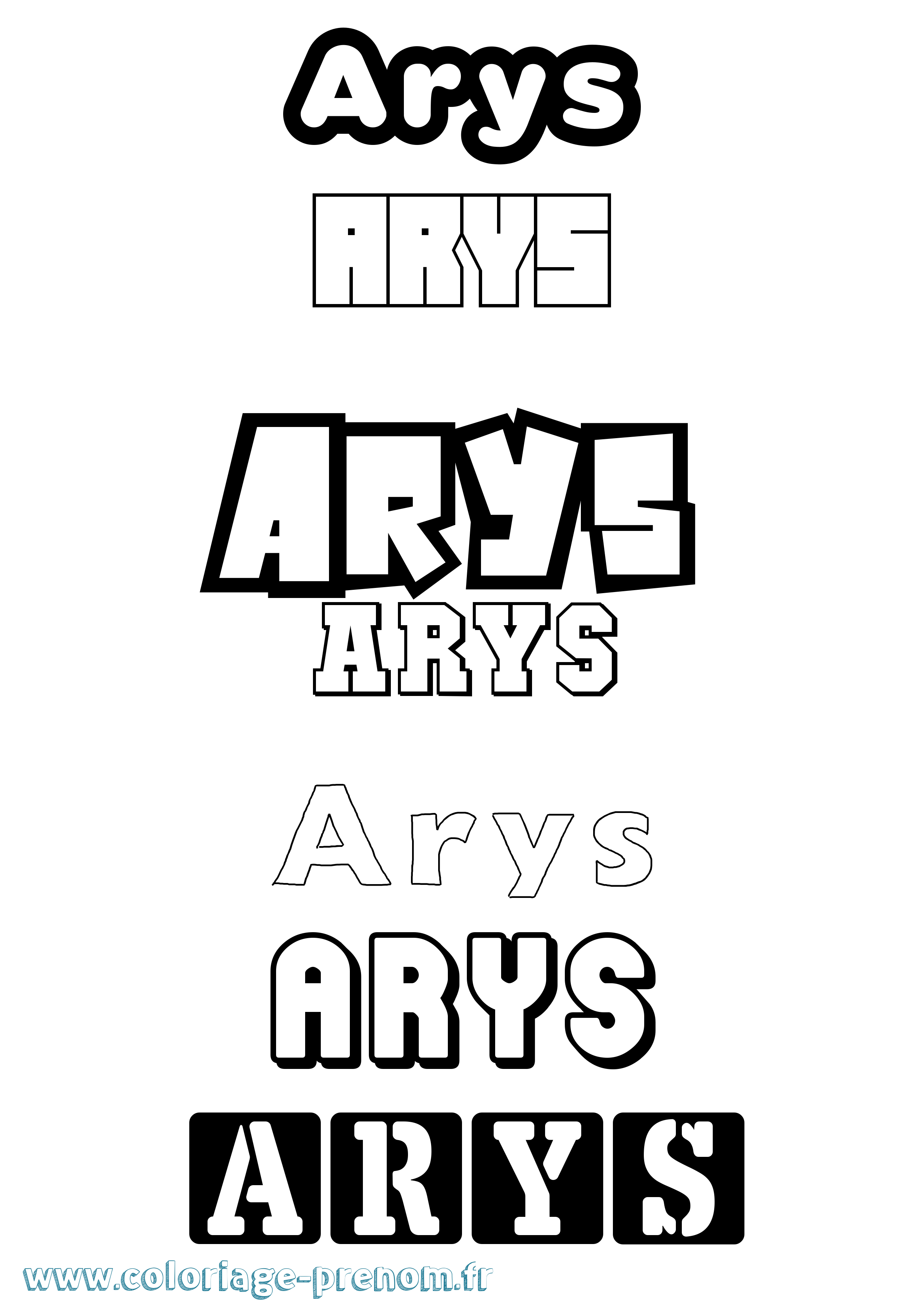 Coloriage prénom Arys Simple
