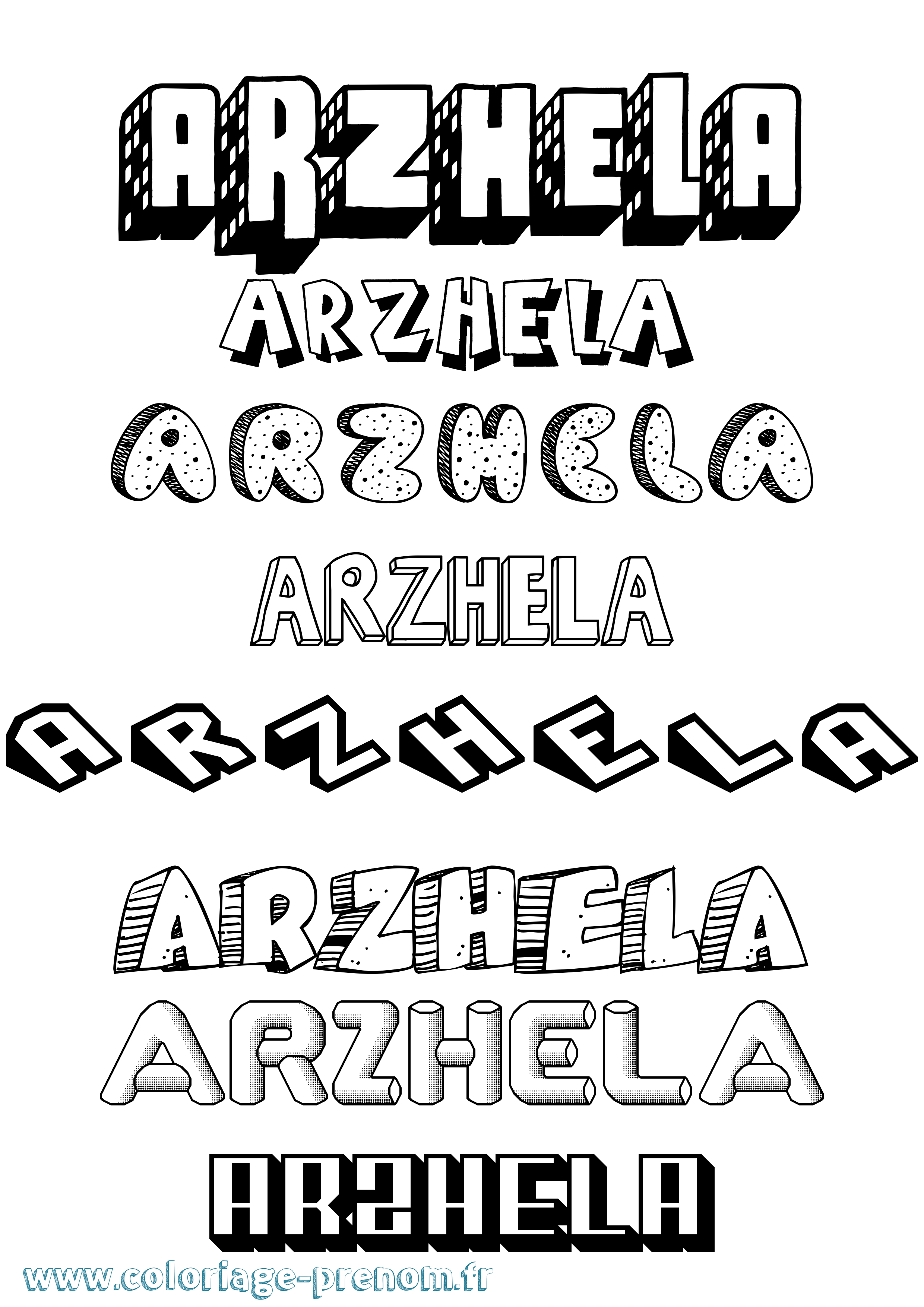 Coloriage prénom Arzhela Effet 3D