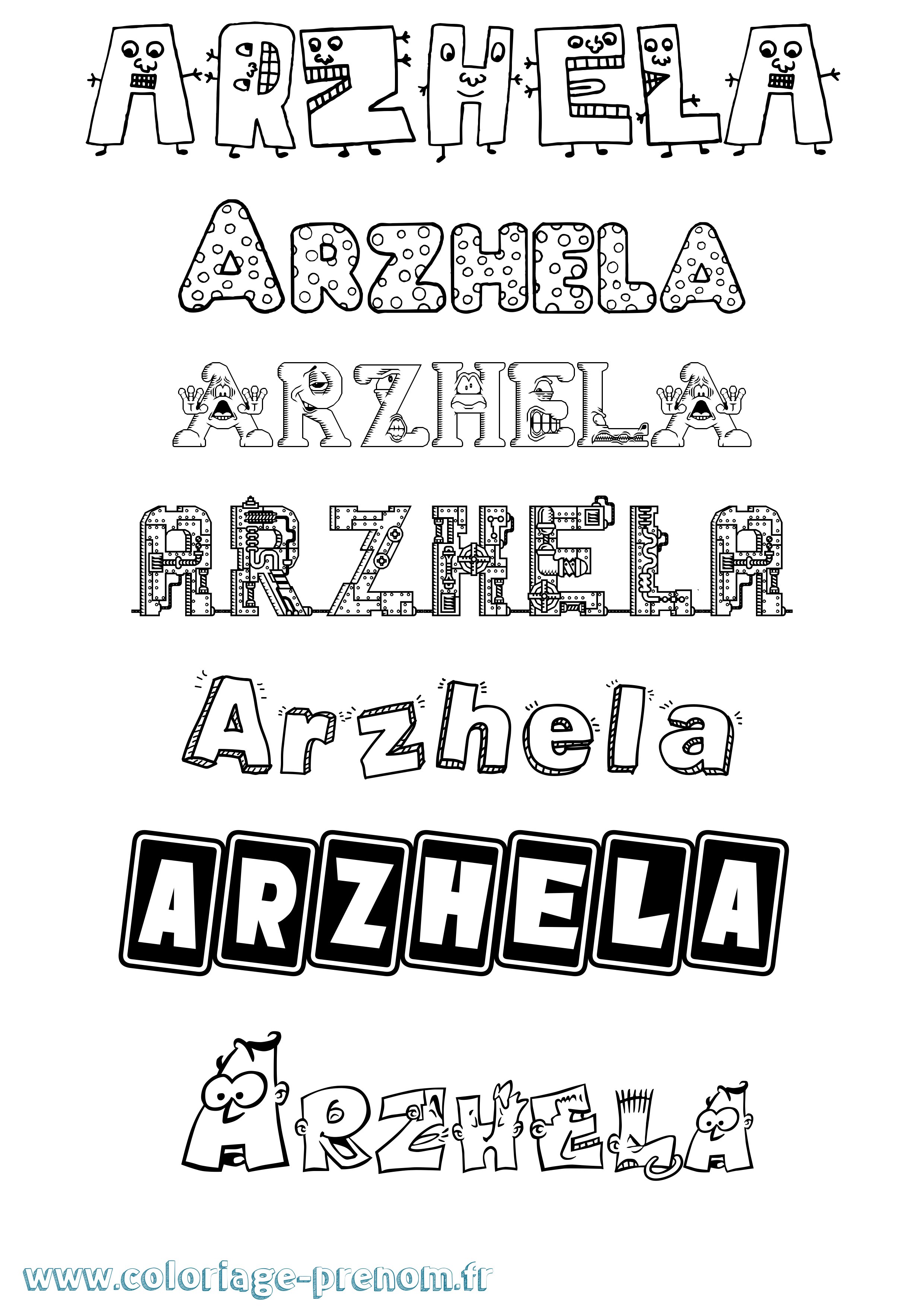 Coloriage prénom Arzhela Fun