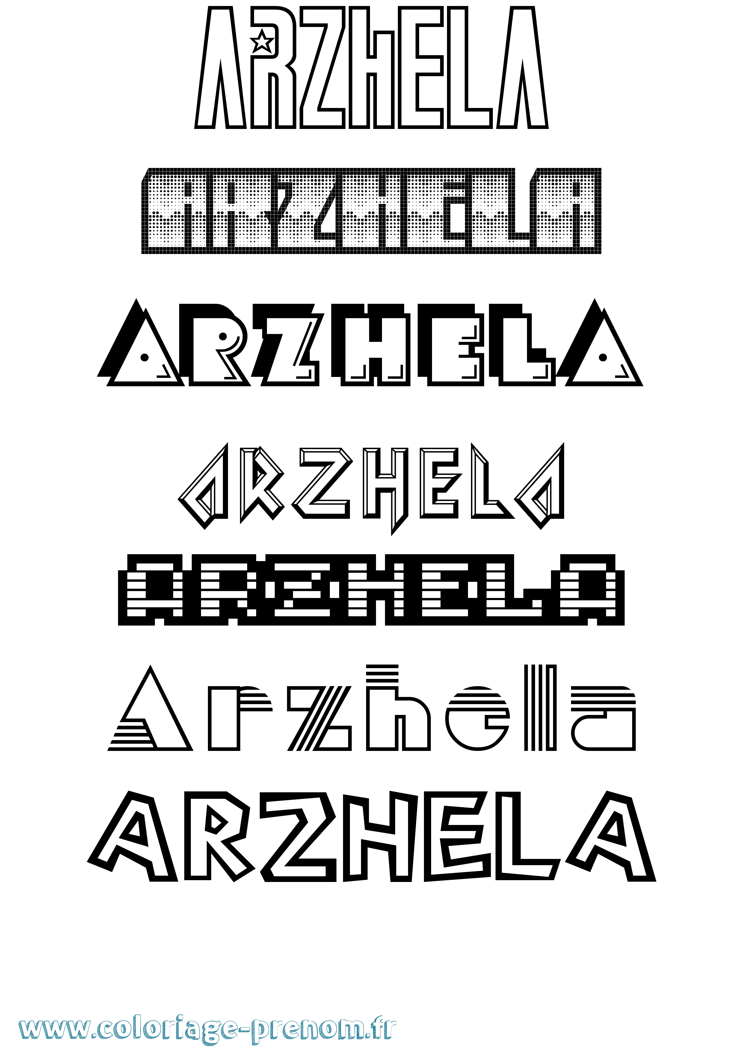 Coloriage prénom Arzhela Jeux Vidéos
