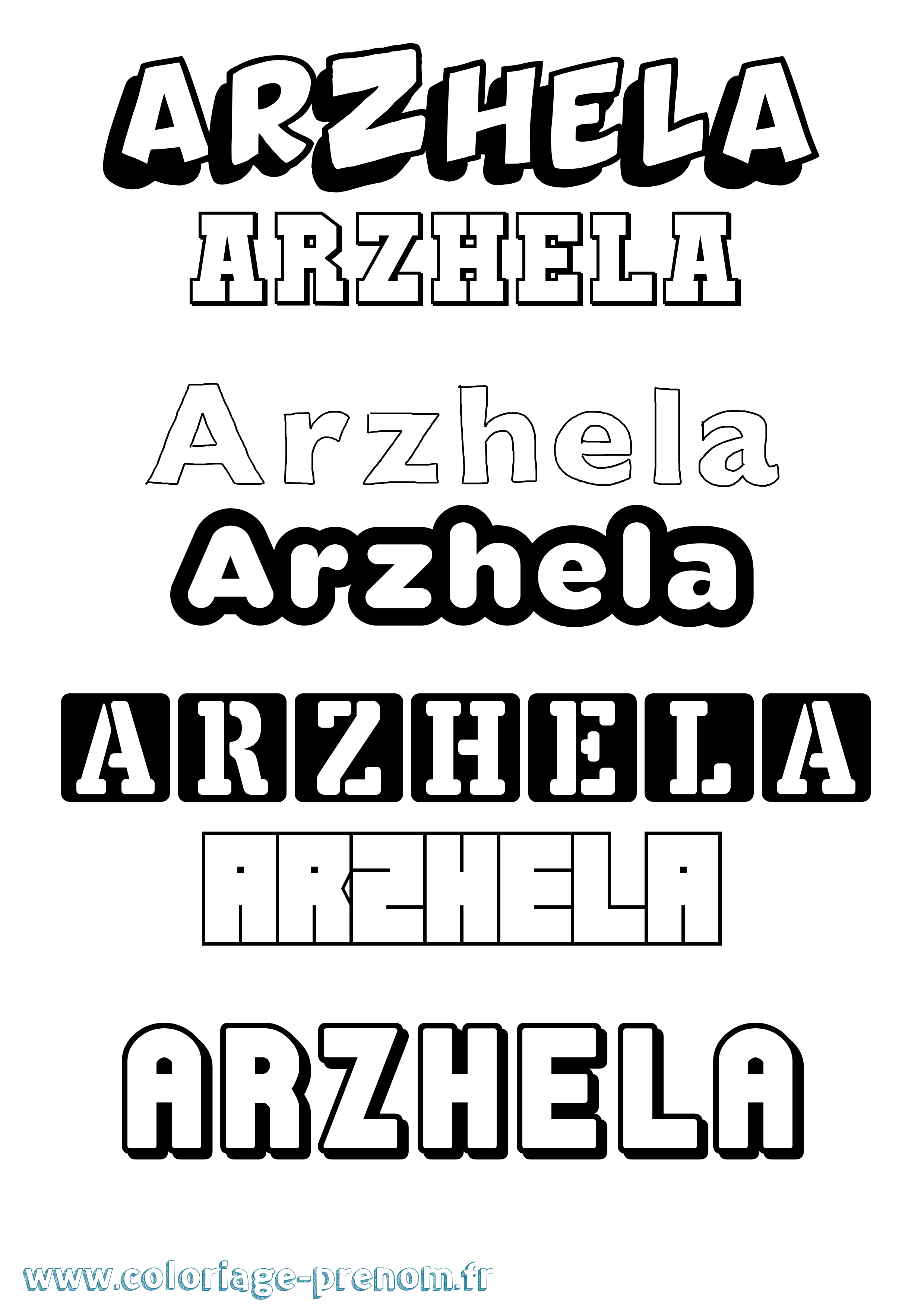 Coloriage prénom Arzhela Simple