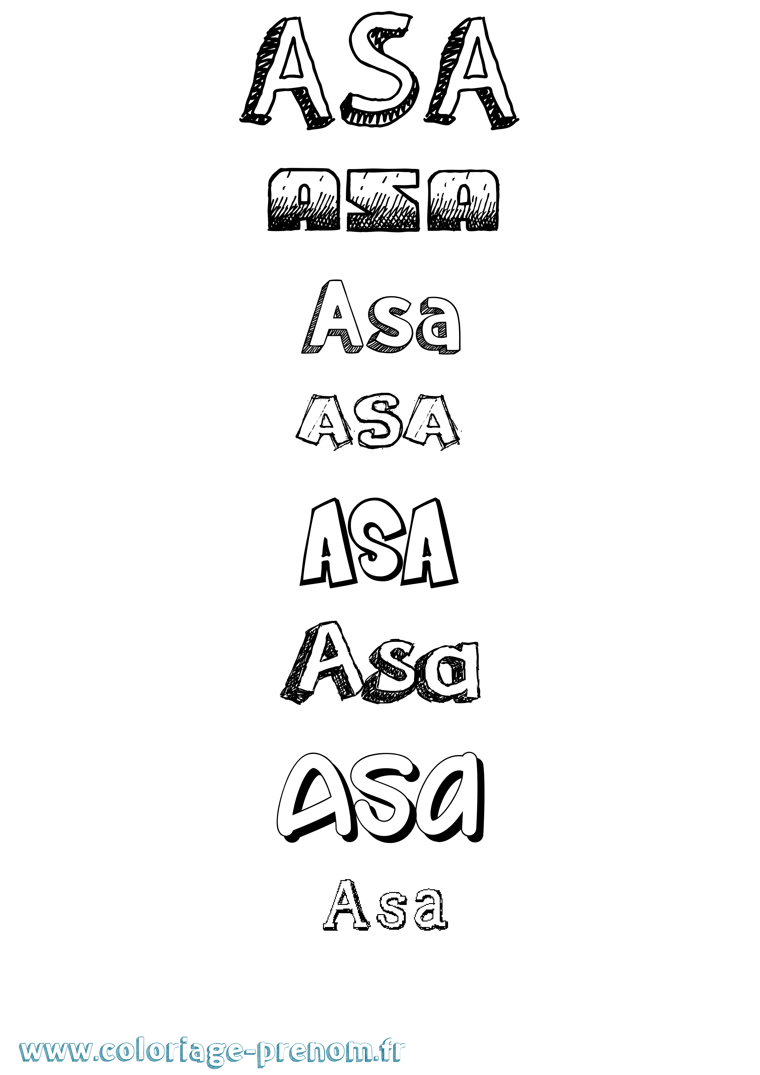 Coloriage prénom Asa Dessiné