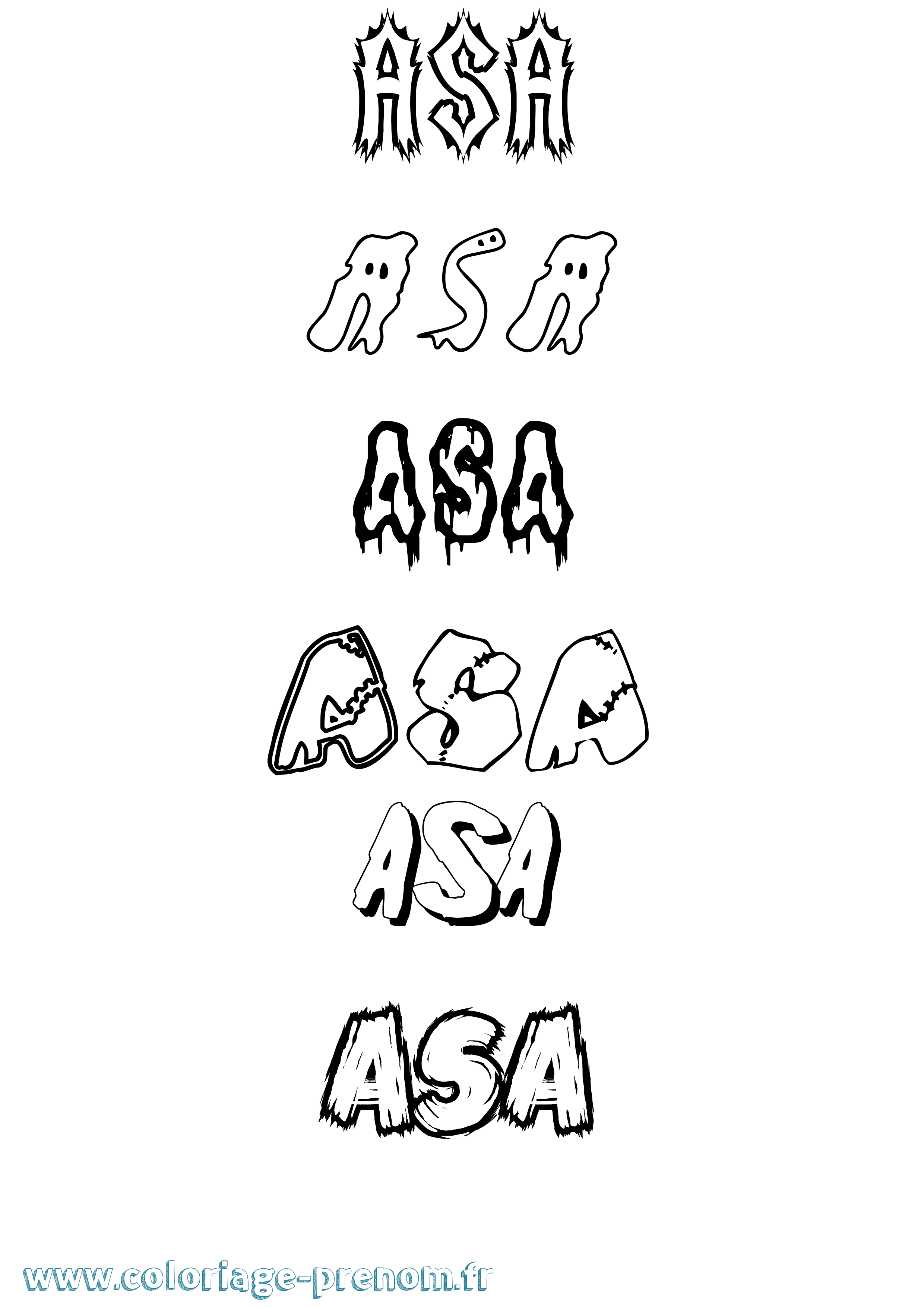 Coloriage prénom Asa Frisson