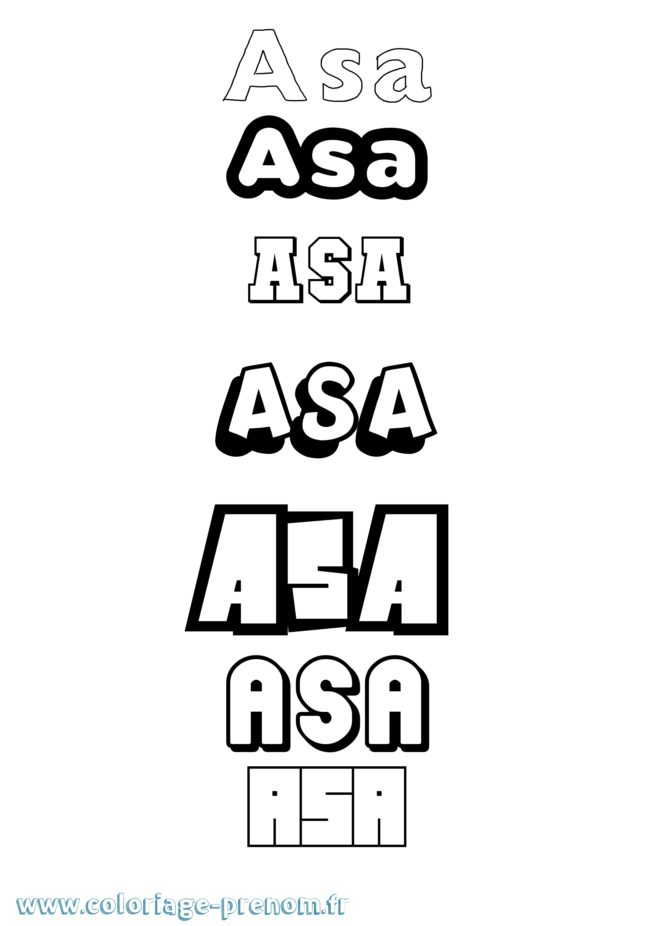 Coloriage prénom Asa Simple