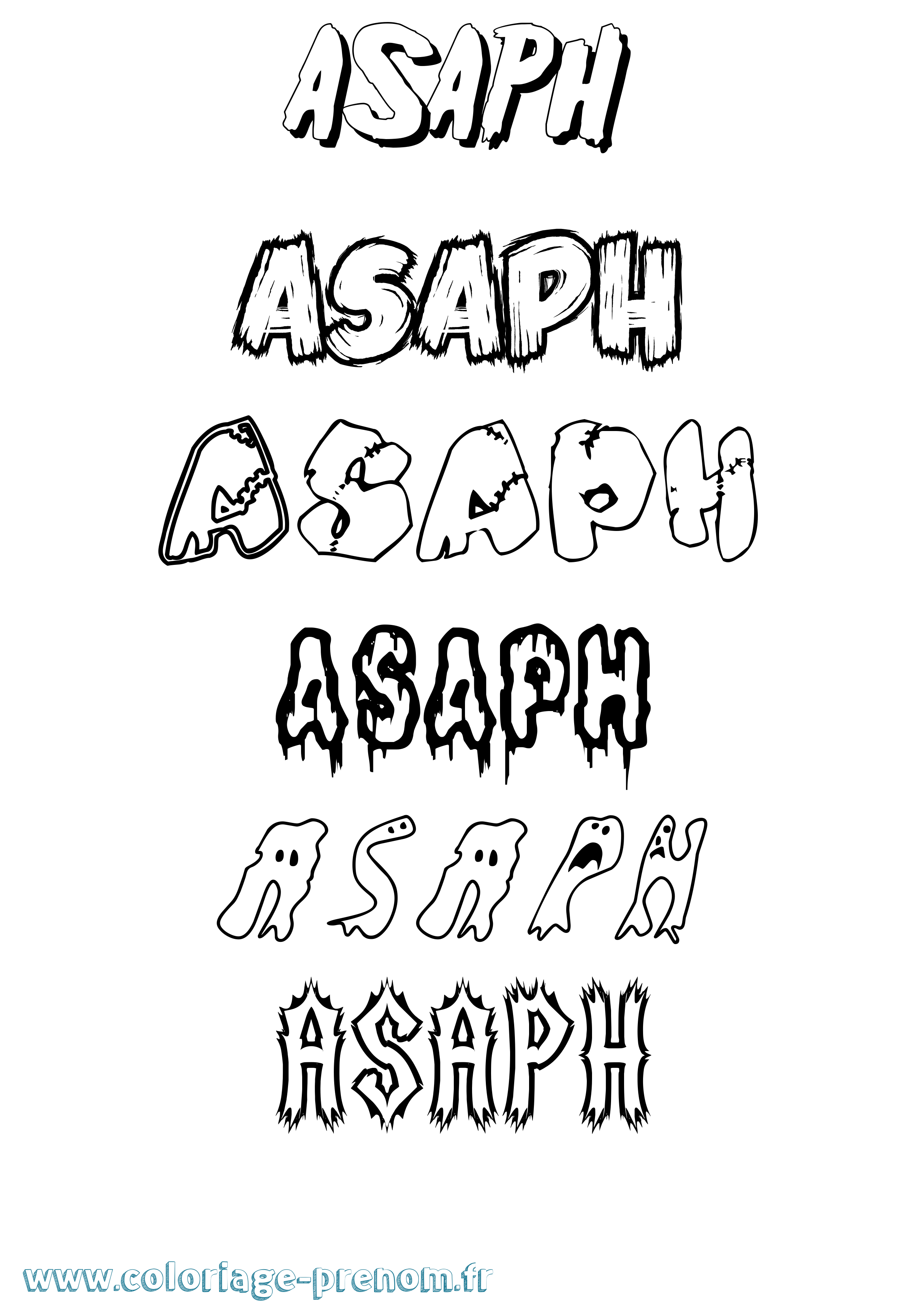 Coloriage prénom Asaph Frisson