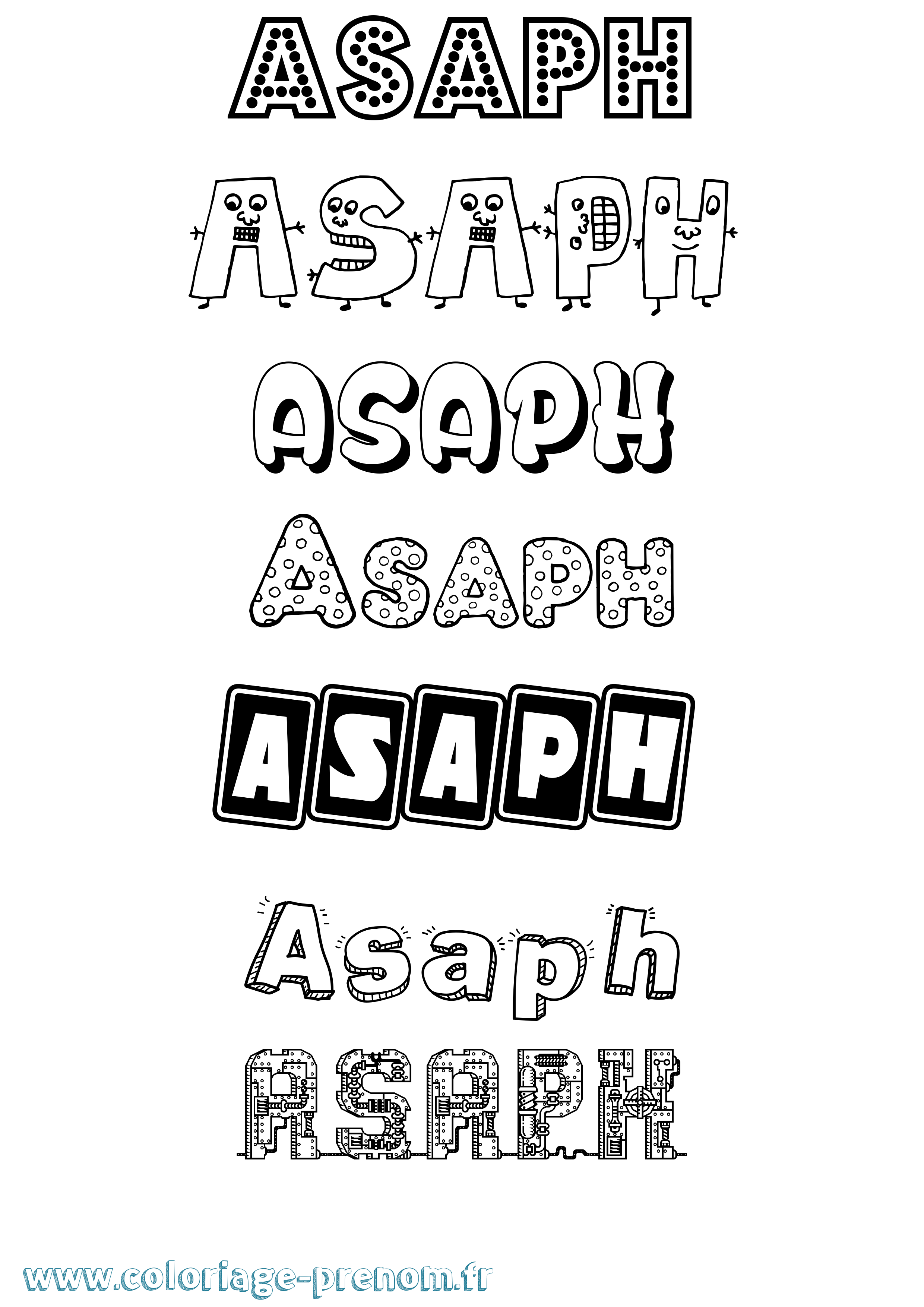 Coloriage prénom Asaph Fun
