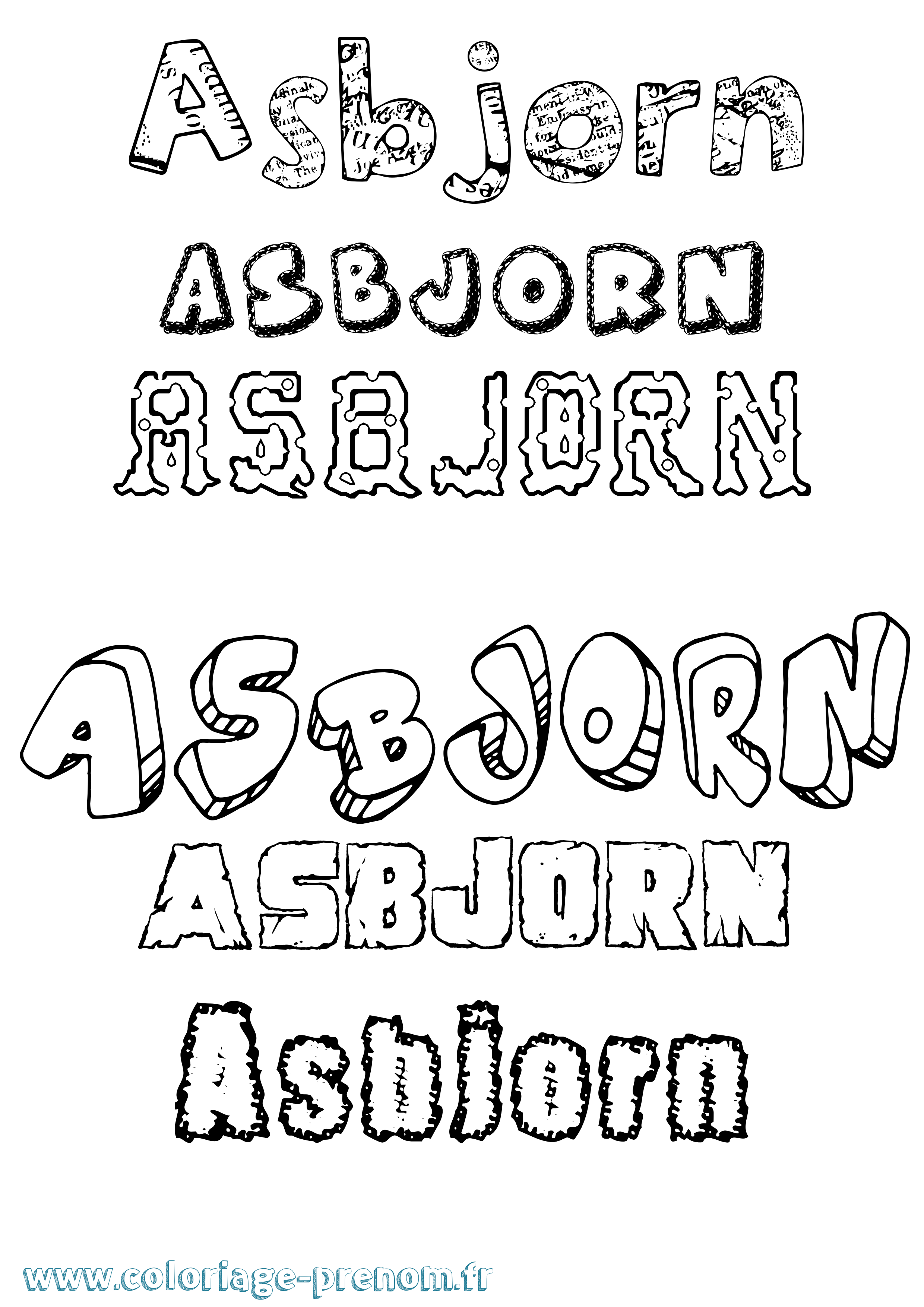 Coloriage prénom Asbjörn Destructuré
