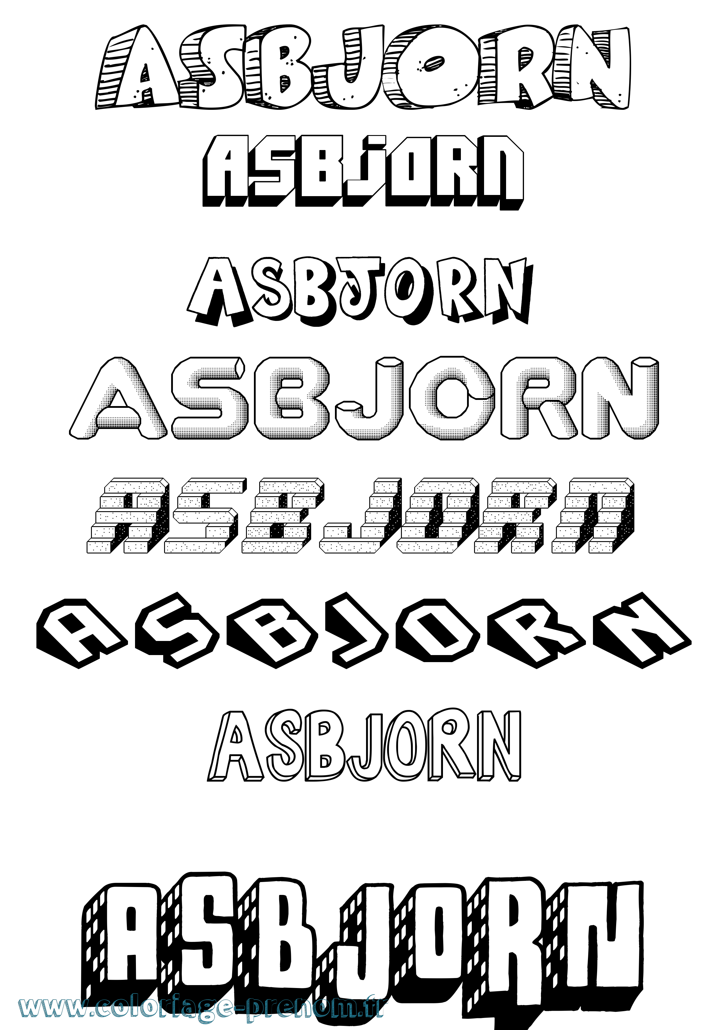 Coloriage prénom Asbjörn Effet 3D