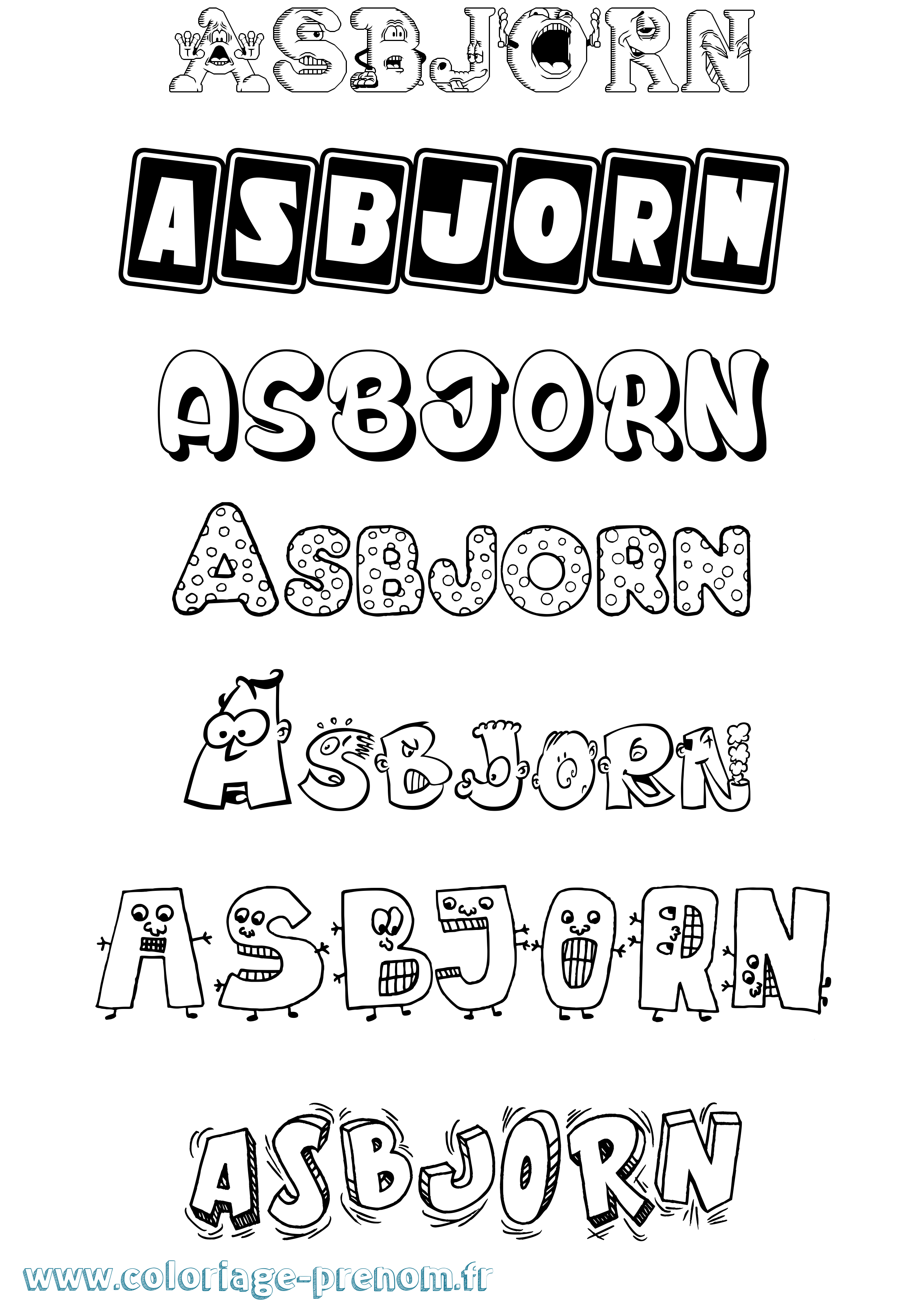 Coloriage prénom Asbjörn Fun