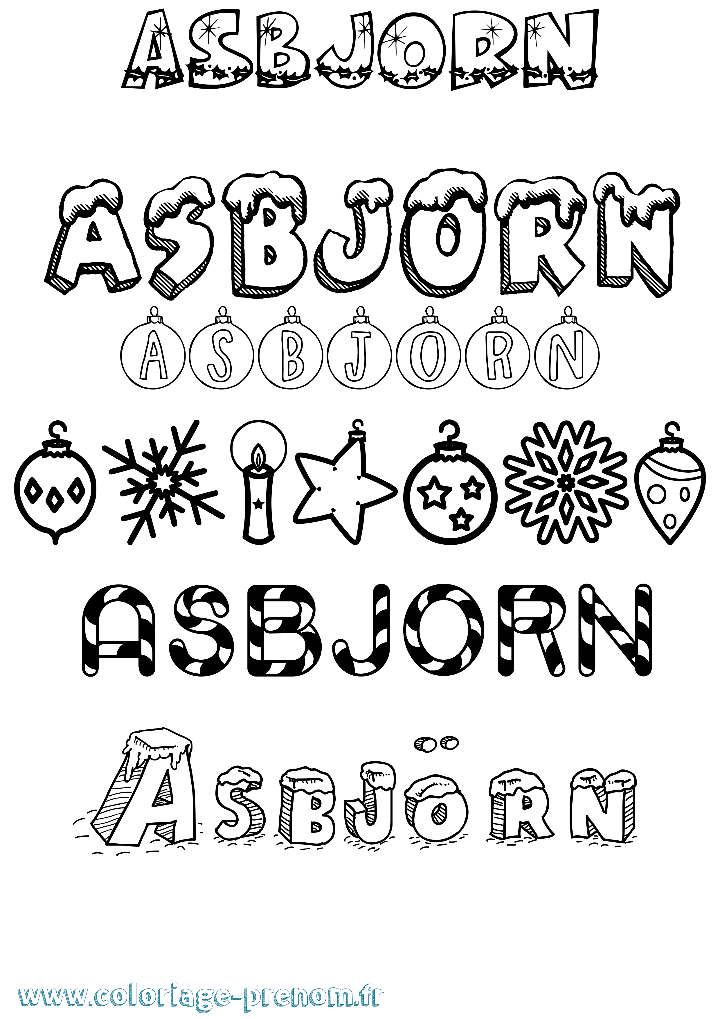 Coloriage prénom Asbjörn Noël
