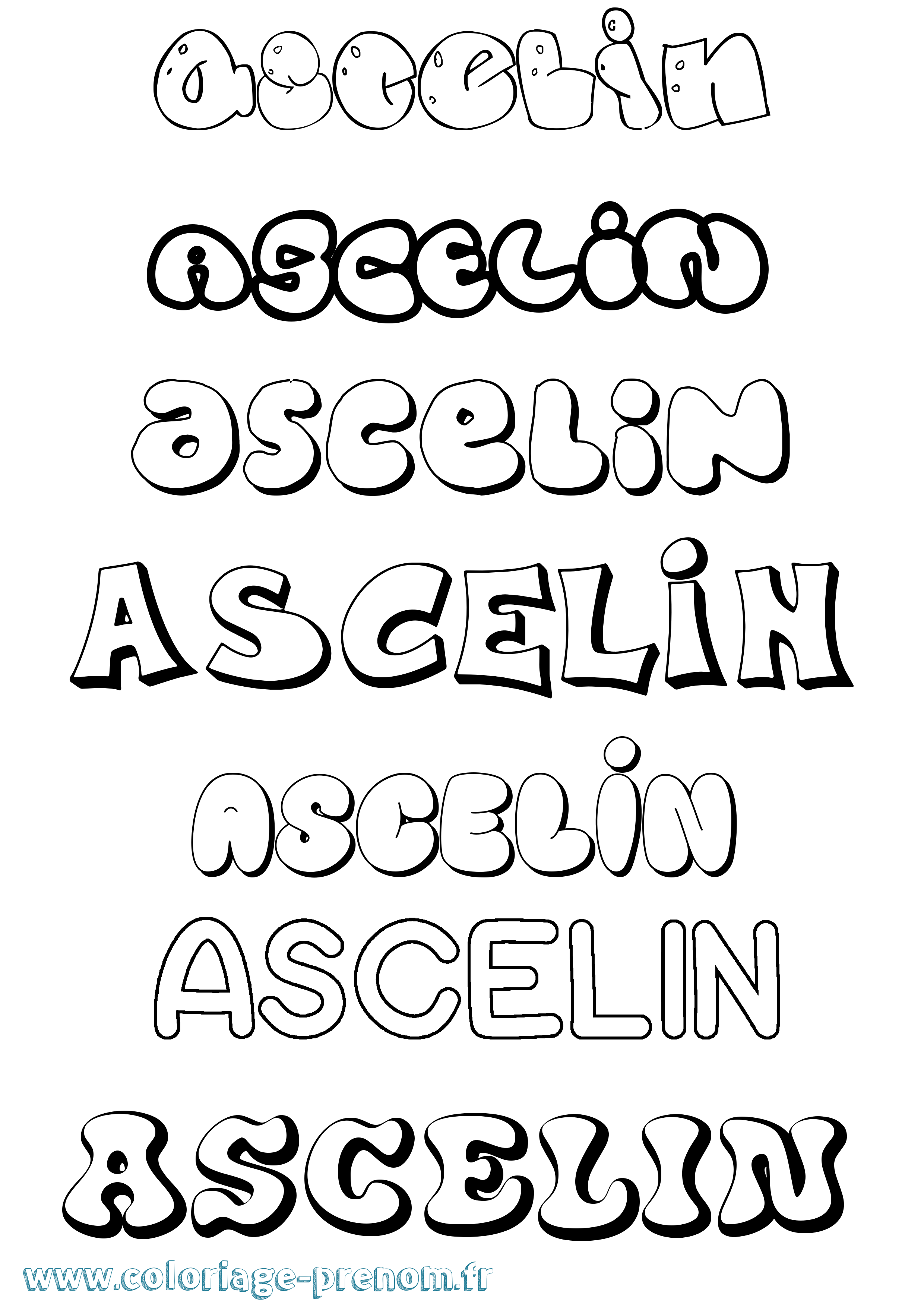 Coloriage prénom Ascelin Bubble