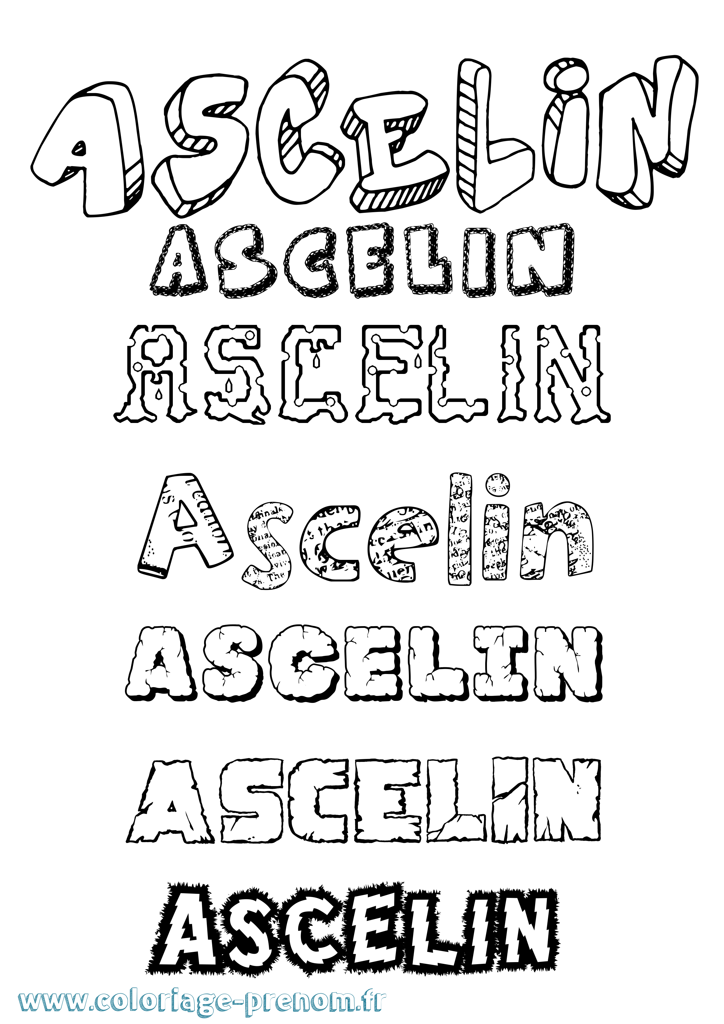 Coloriage prénom Ascelin Destructuré