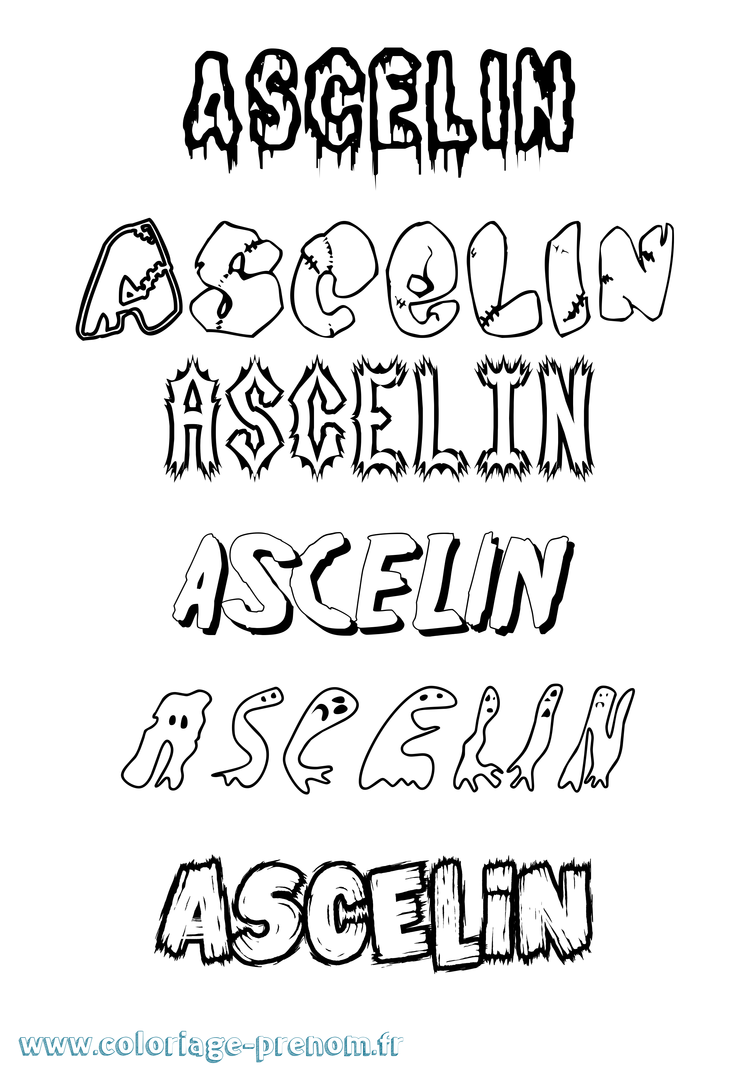 Coloriage prénom Ascelin Frisson