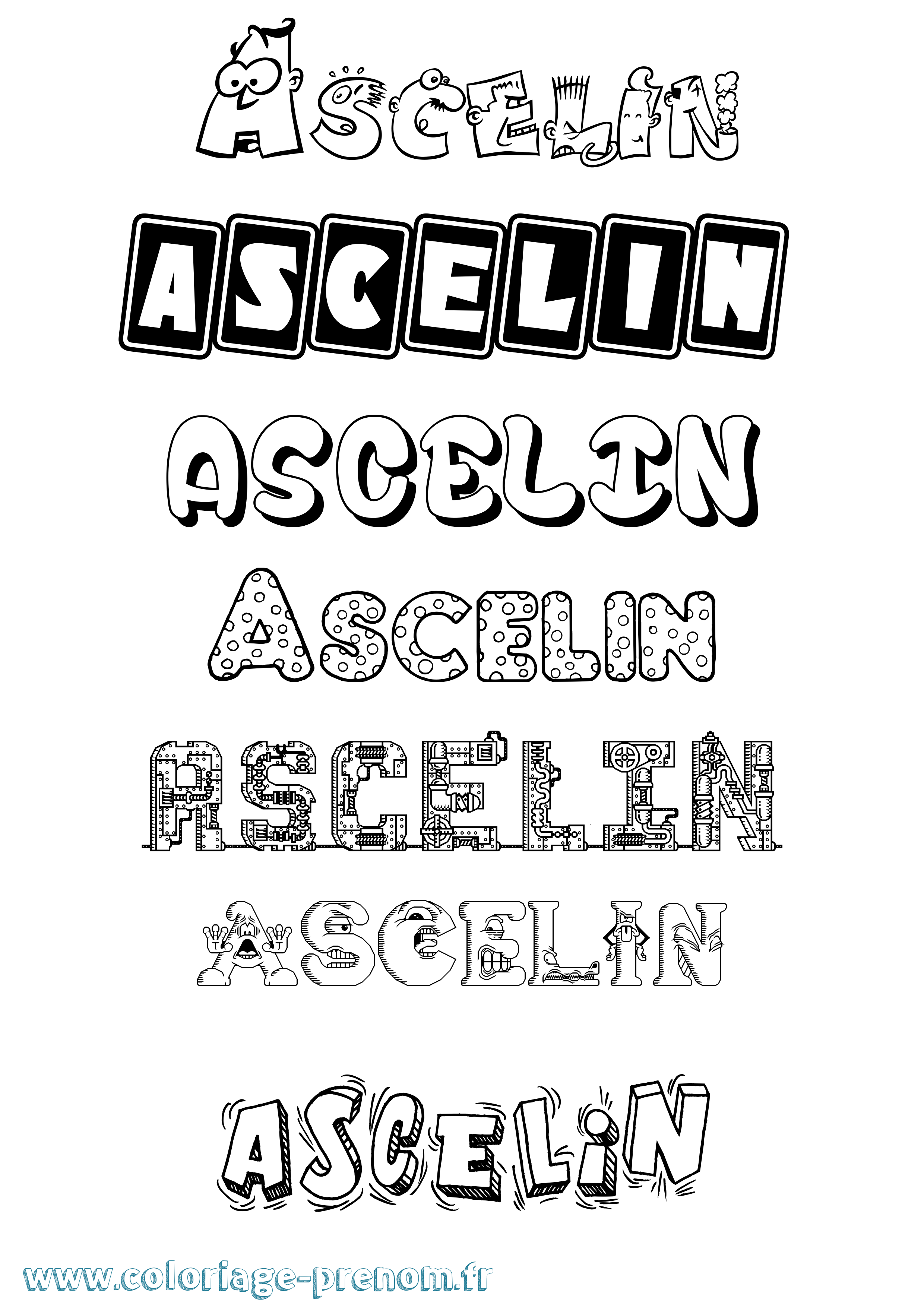Coloriage prénom Ascelin Fun