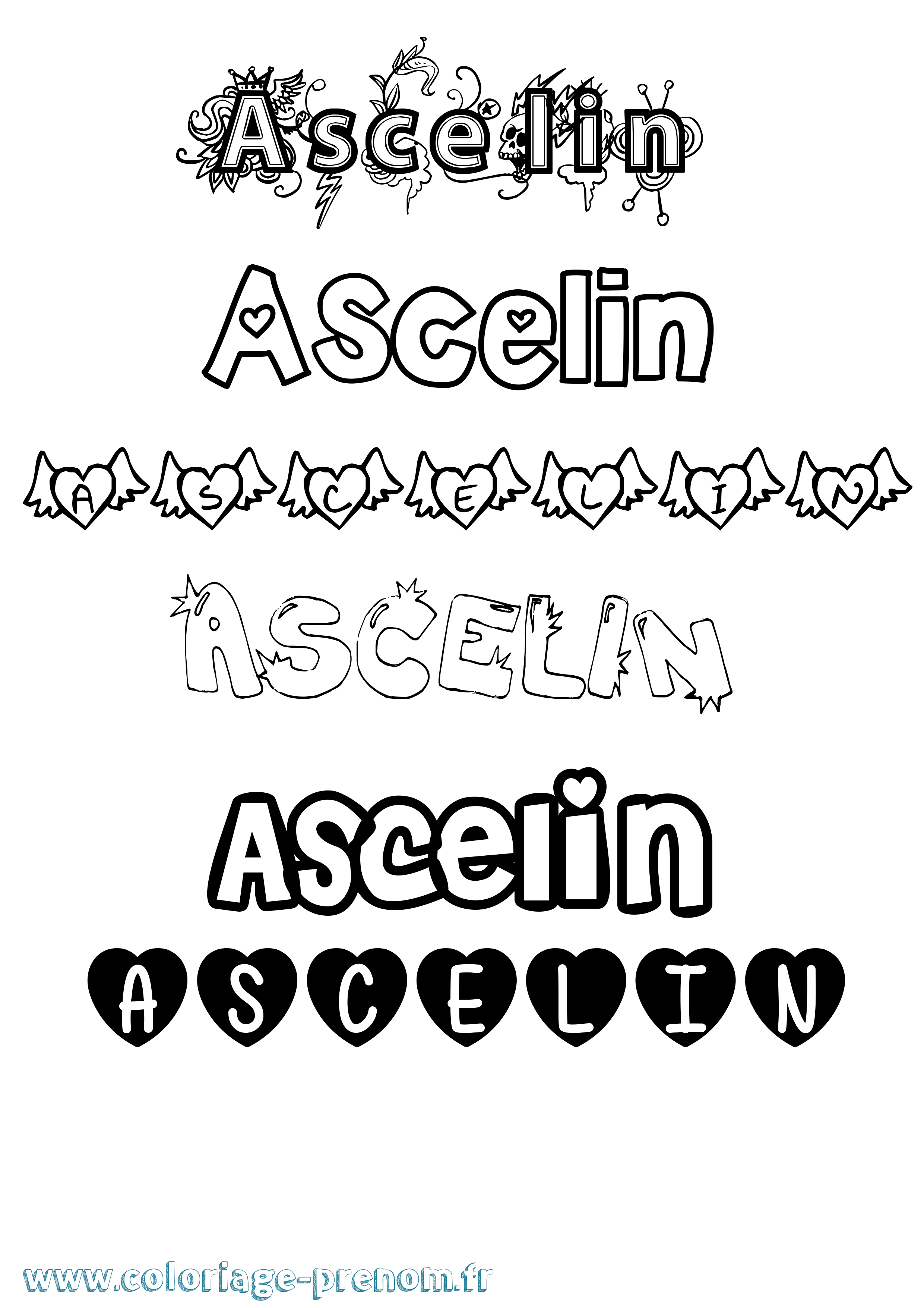 Coloriage prénom Ascelin Girly