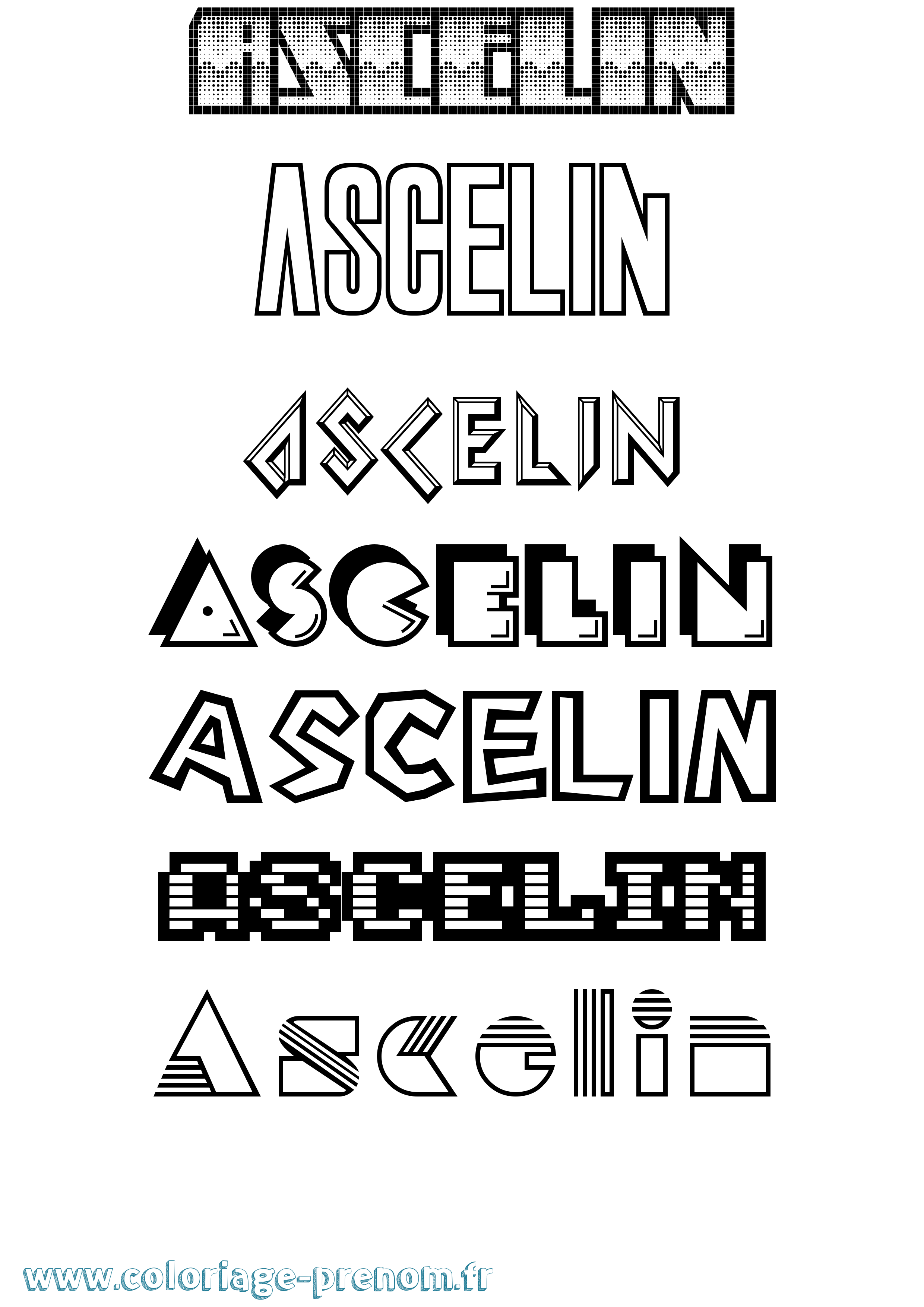 Coloriage prénom Ascelin Jeux Vidéos