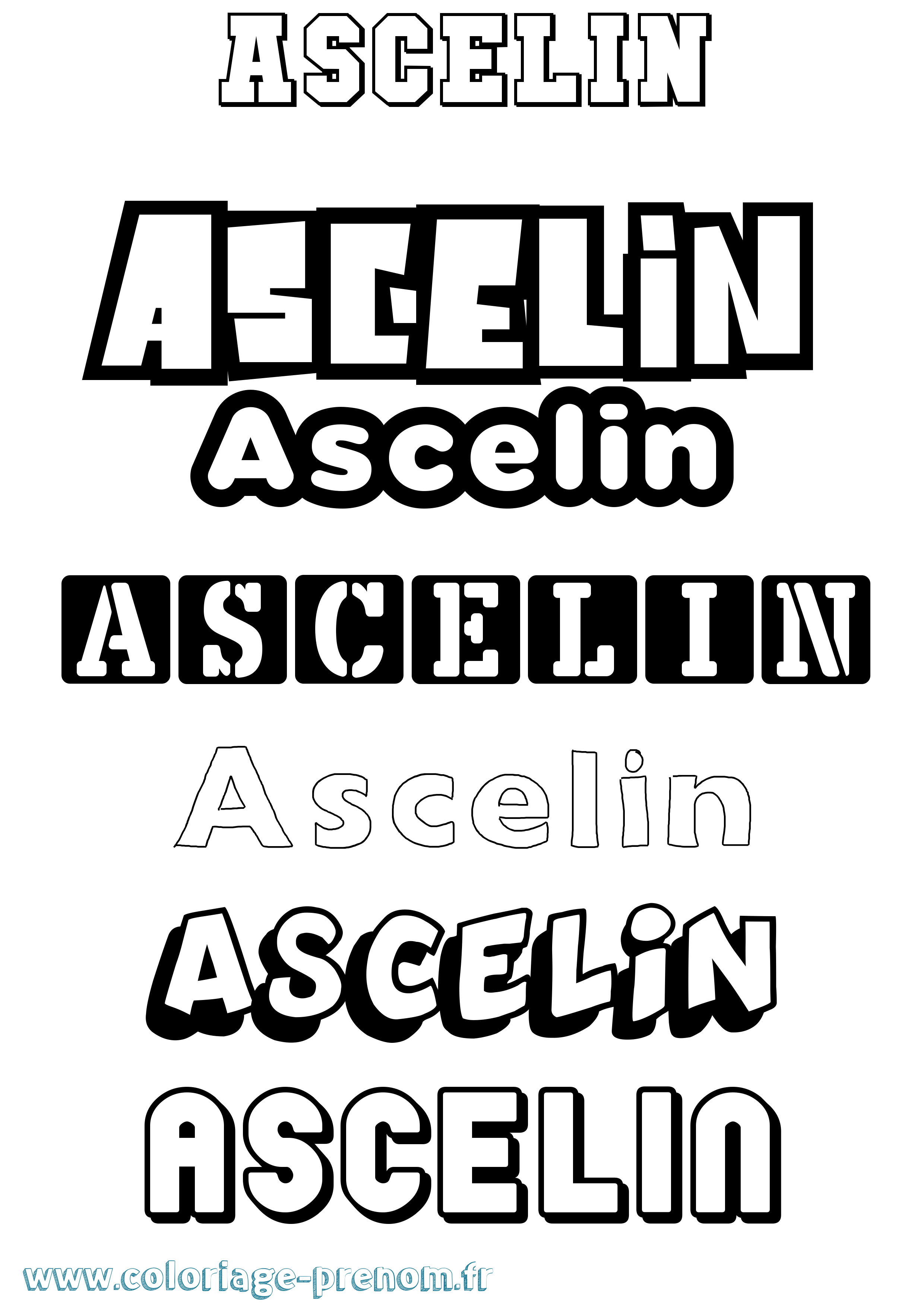 Coloriage prénom Ascelin Simple