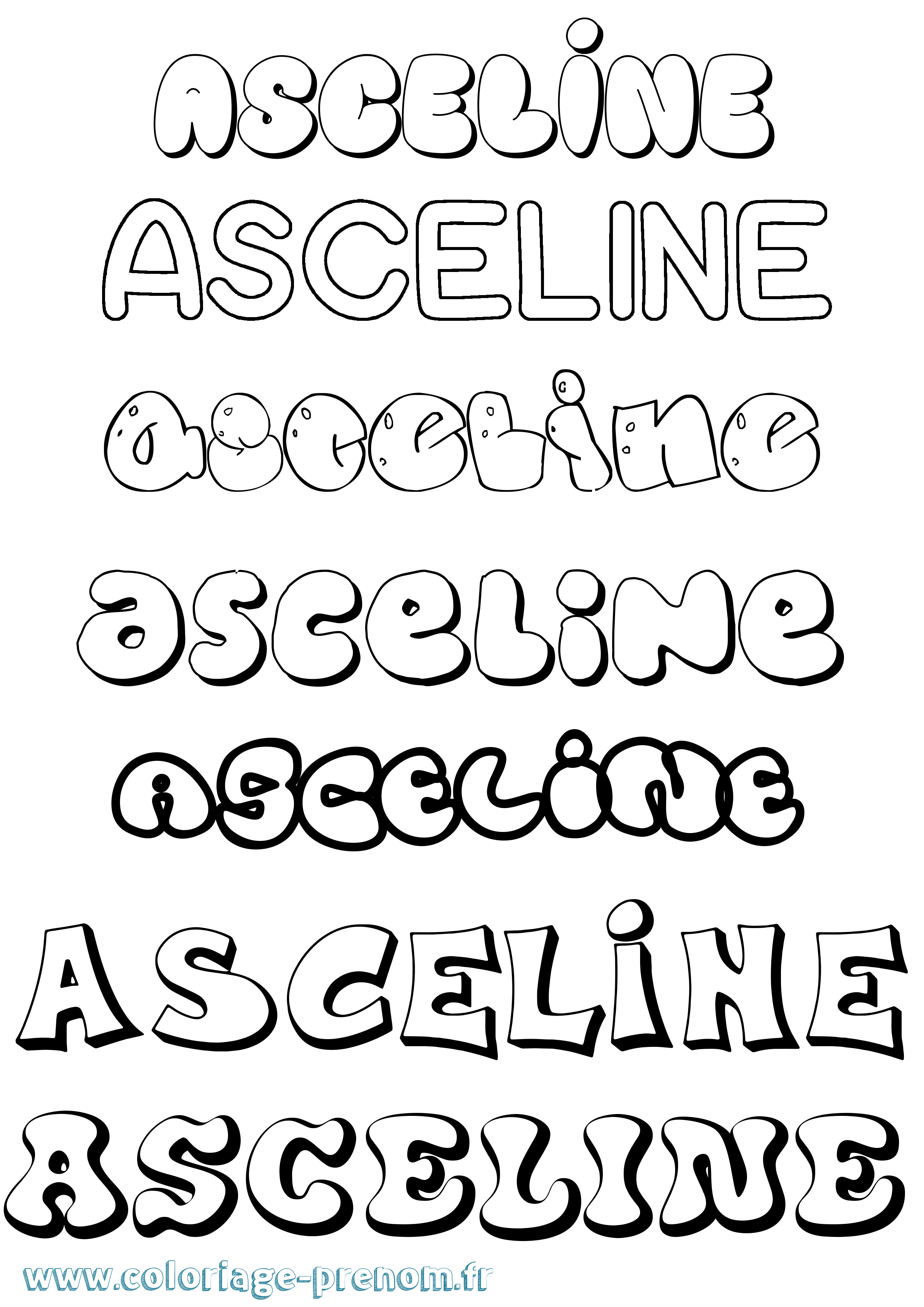 Coloriage prénom Asceline Bubble