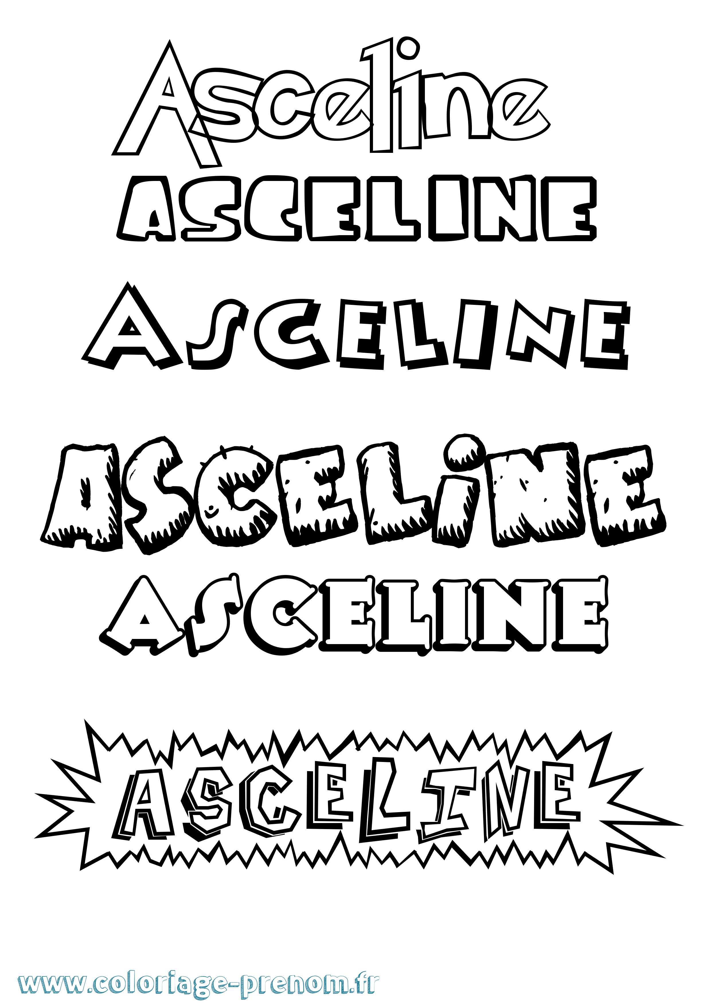Coloriage prénom Asceline Dessin Animé